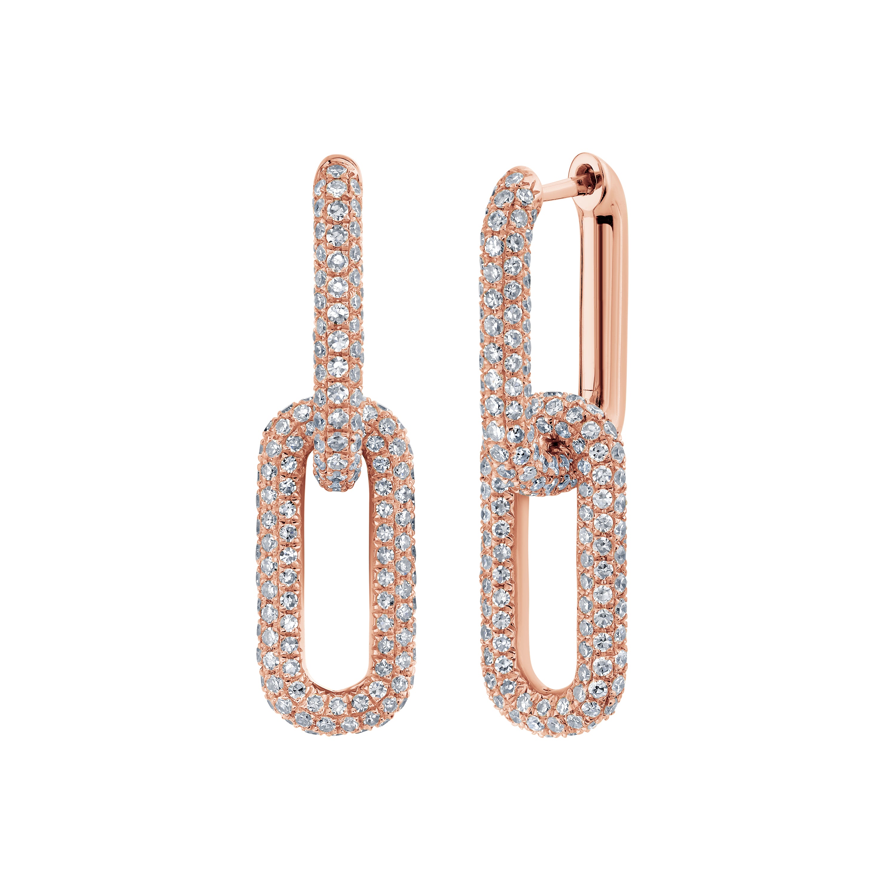 DIAMOND DOUBLE MINI CABLE LINK EARRINGS