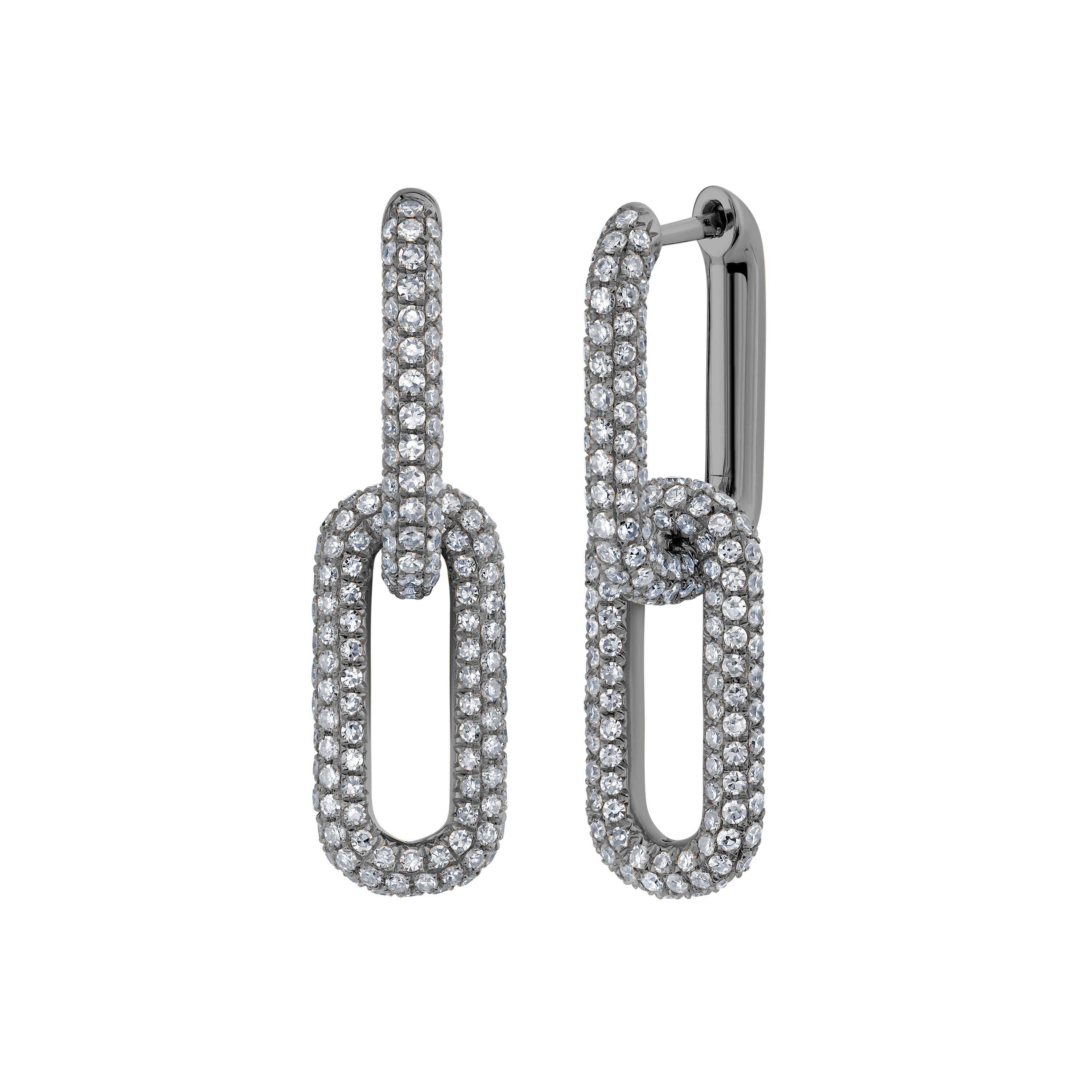 DIAMOND DOUBLE MINI CABLE LINK EARRINGS