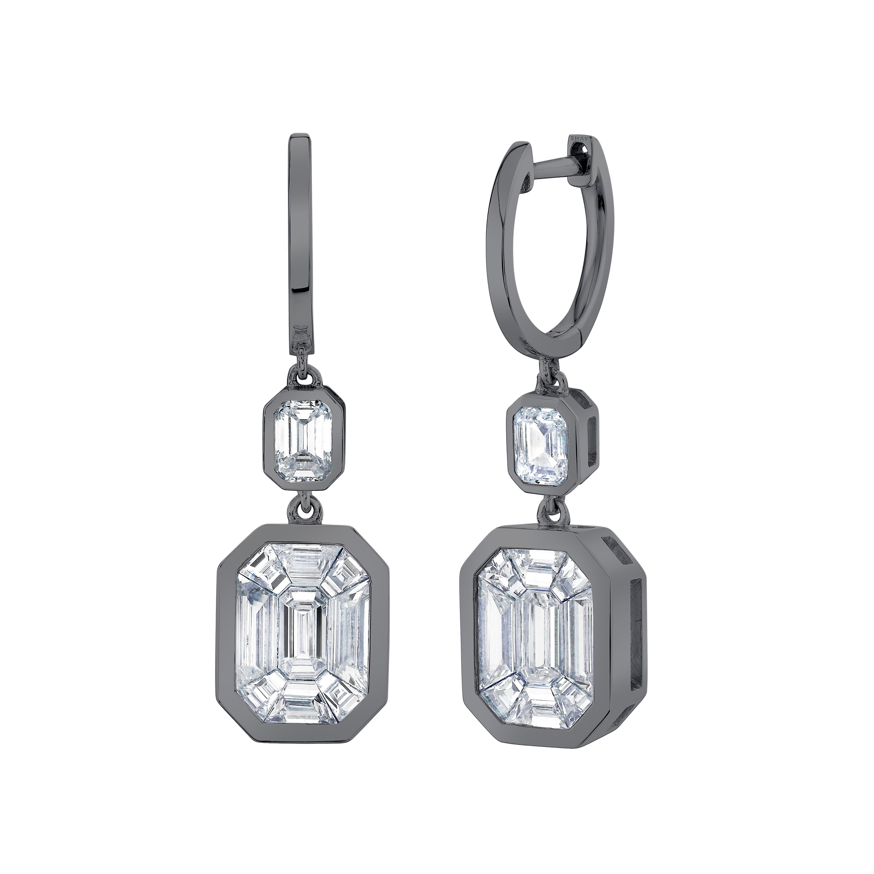 DIAMOND DOUBLE ILLUSION DROP EARRINGS