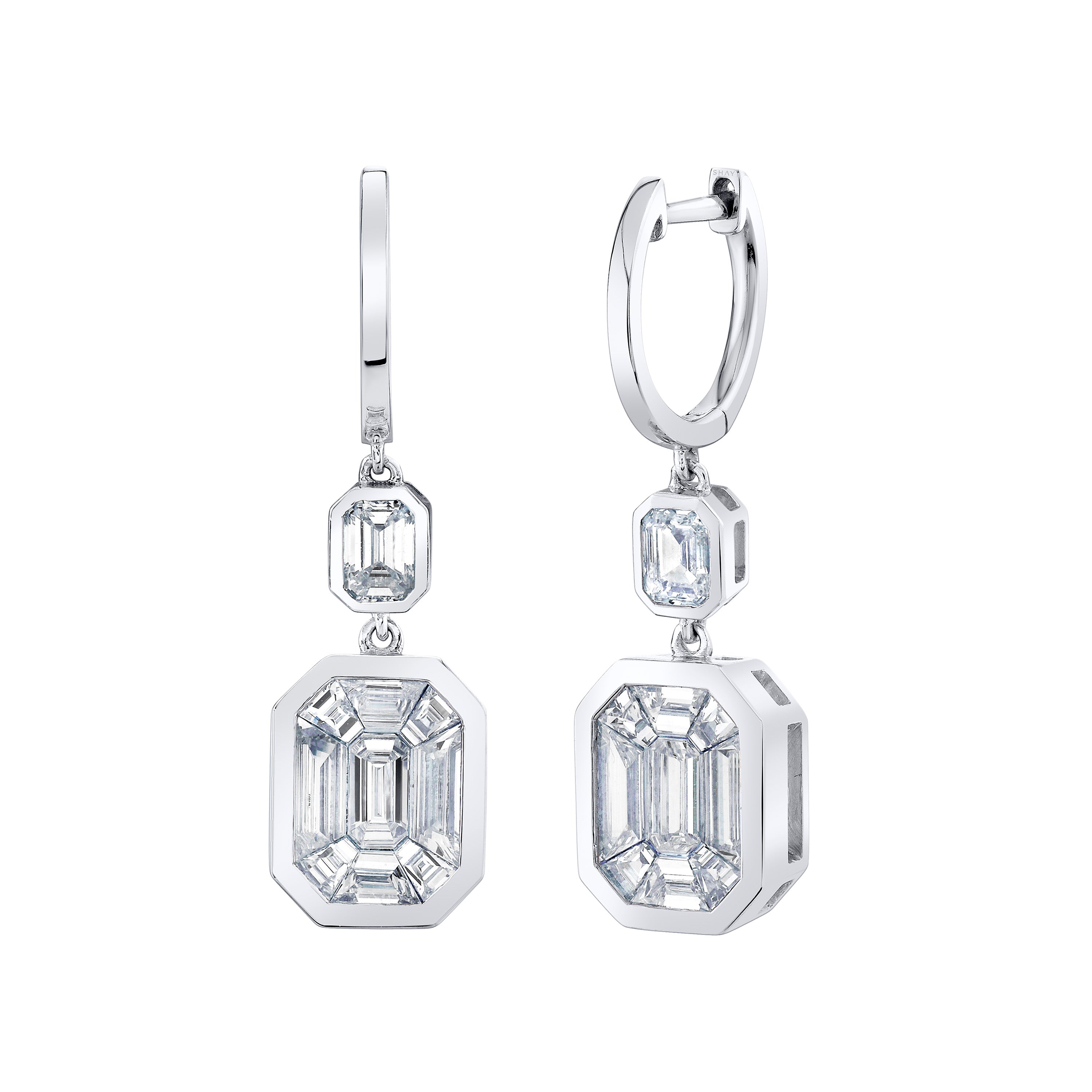 DIAMOND DOUBLE ILLUSION DROP EARRINGS