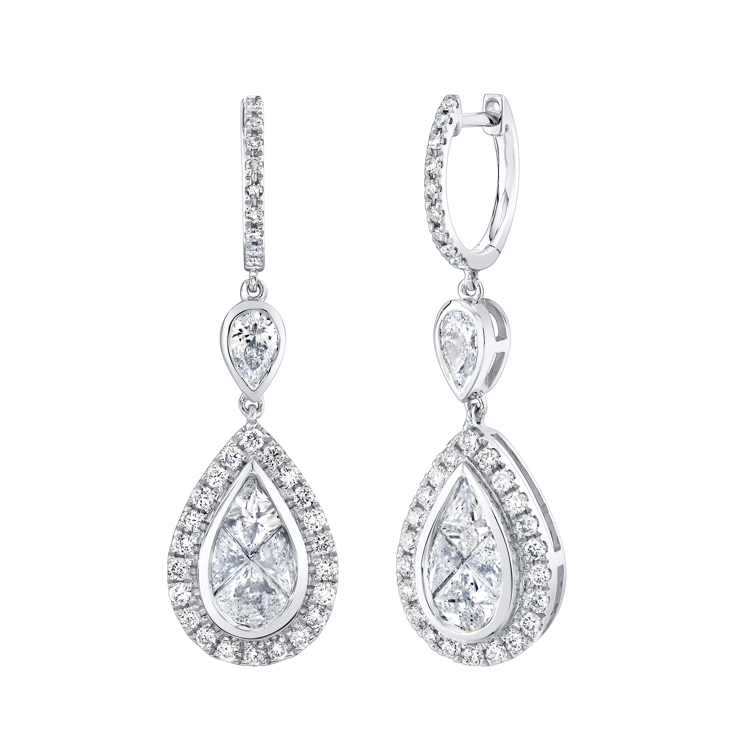 DIAMOND DOUBLE PEAR DROP EARRINGS