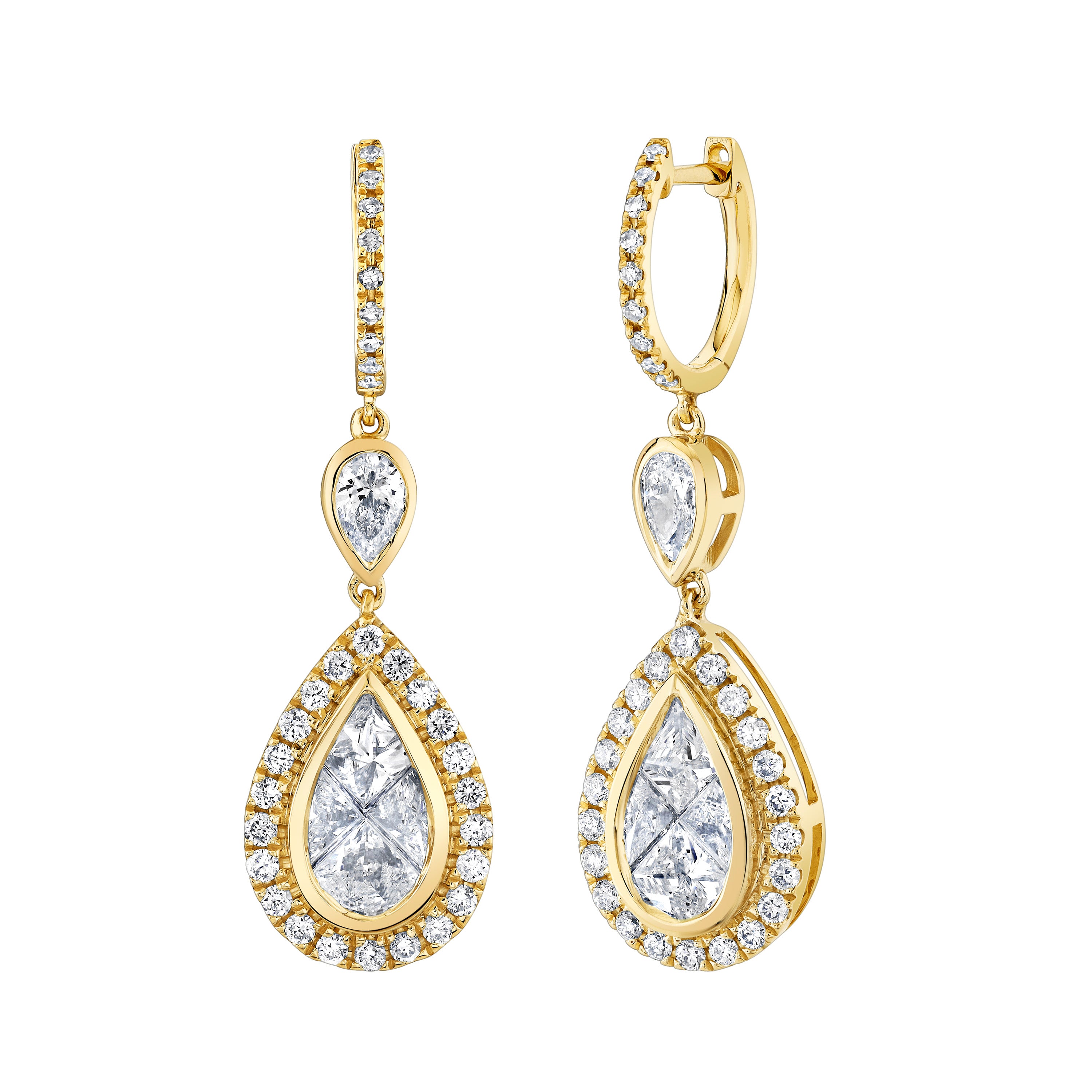 DIAMOND DOUBLE PEAR DROP EARRINGS