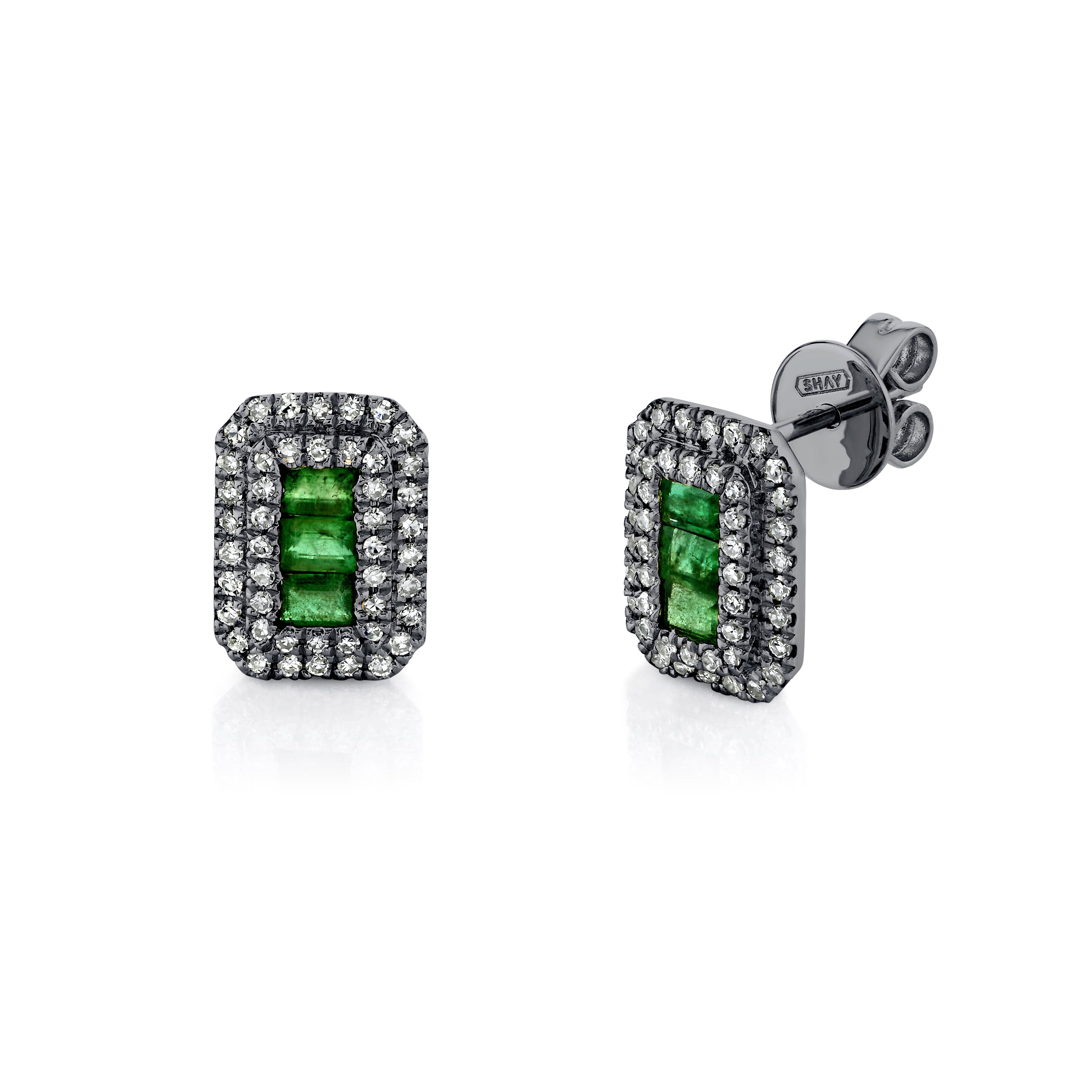 EMERALD & DIAMOND SCALES STUDS