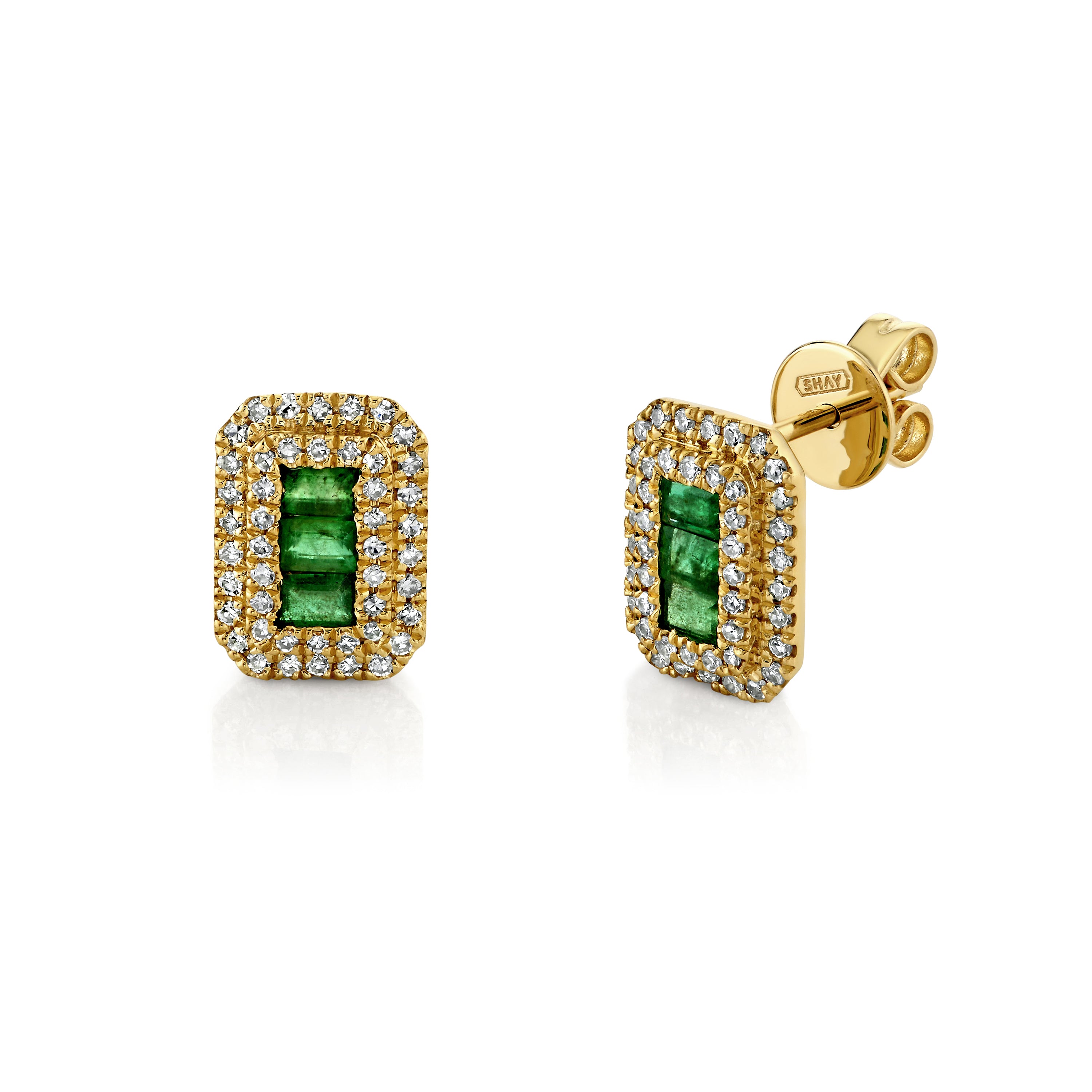 EMERALD & DIAMOND SCALES STUDS