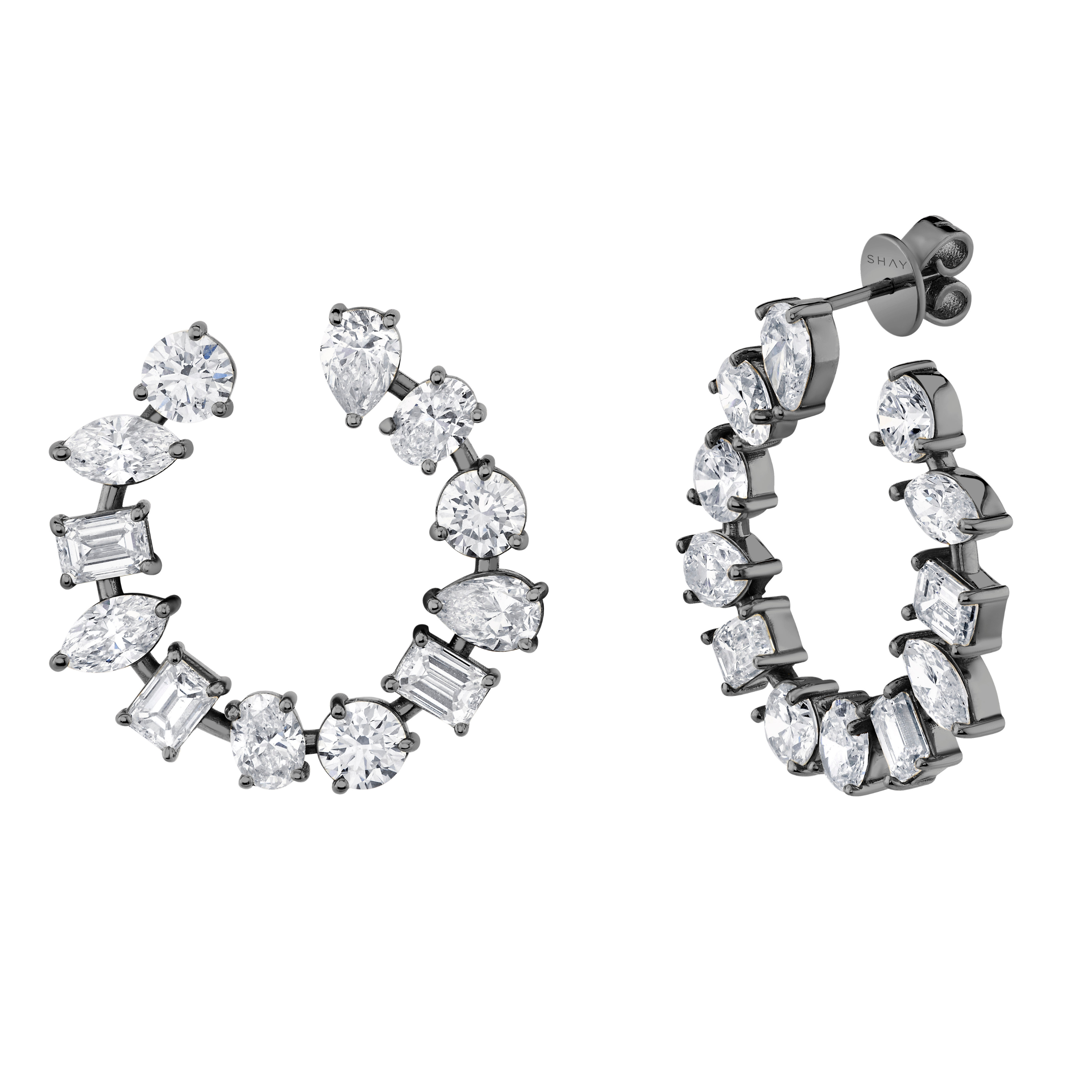 SHAY Mixed Diamond Eternity Earrings, 8.2ct, 18k gold, additional view