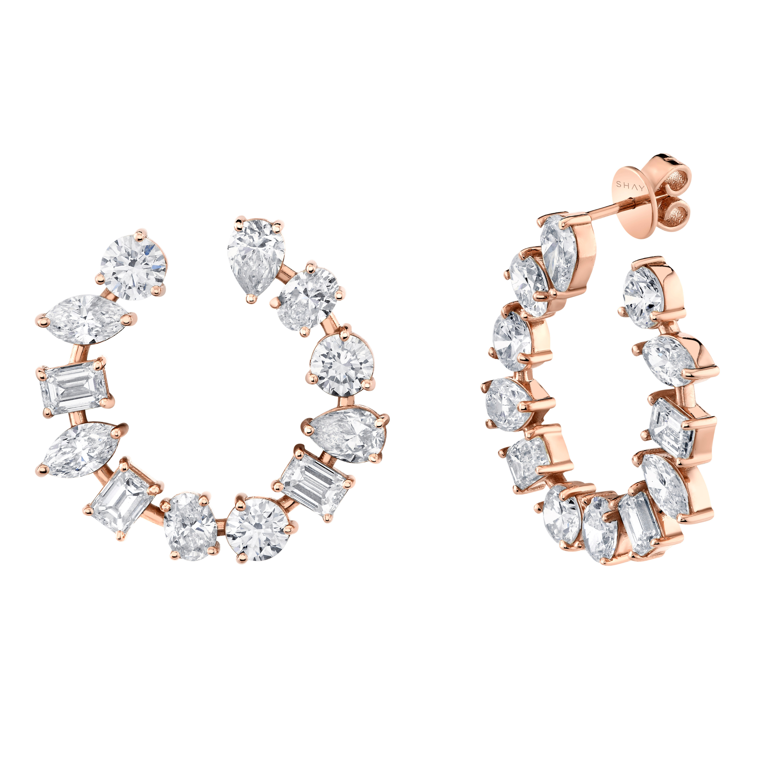 SHAY Mixed Diamond Eternity Earrings, 8.2ct, 18k gold, additional view 2
