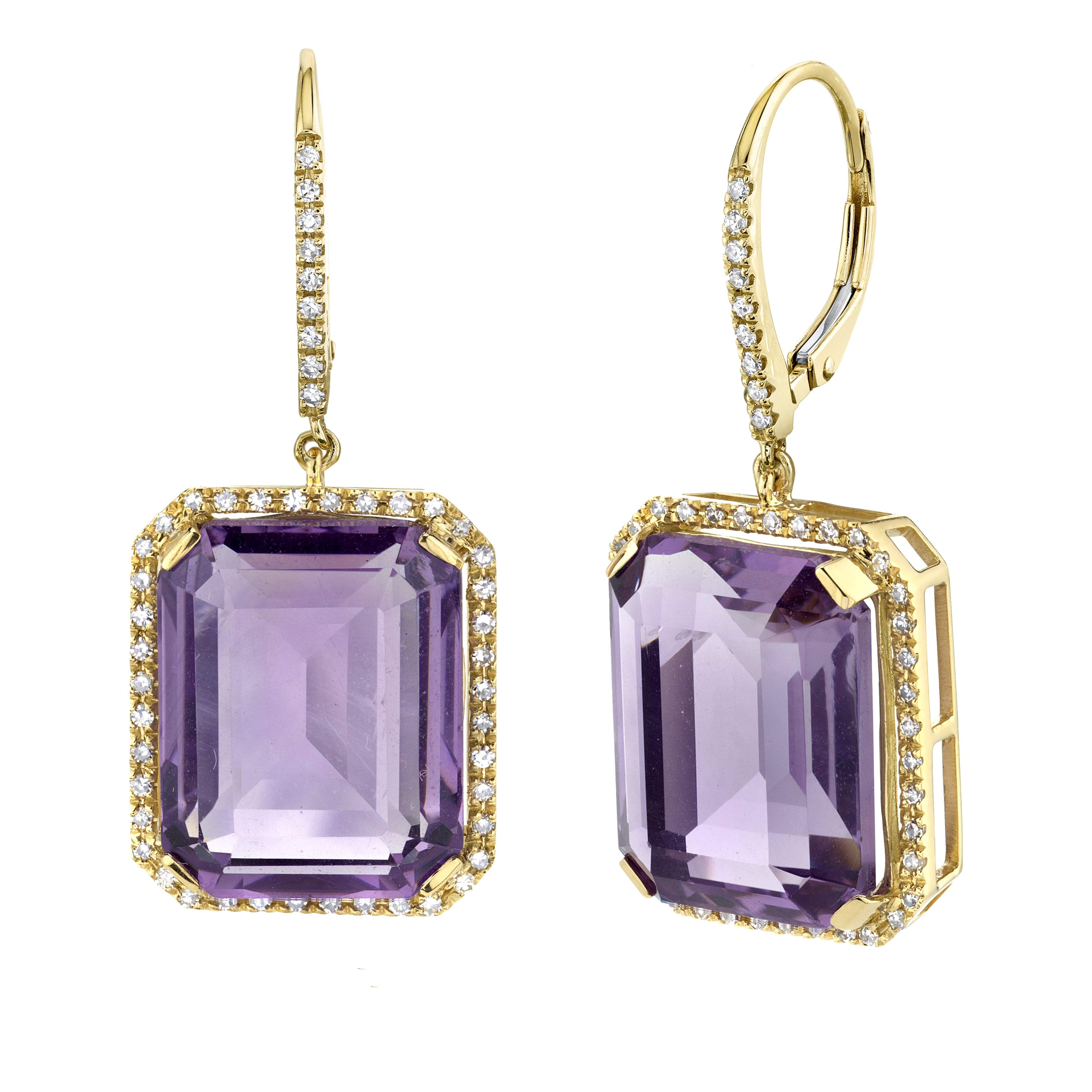 AMETHYST & DIAMOND PORTRAIT EARRINGS