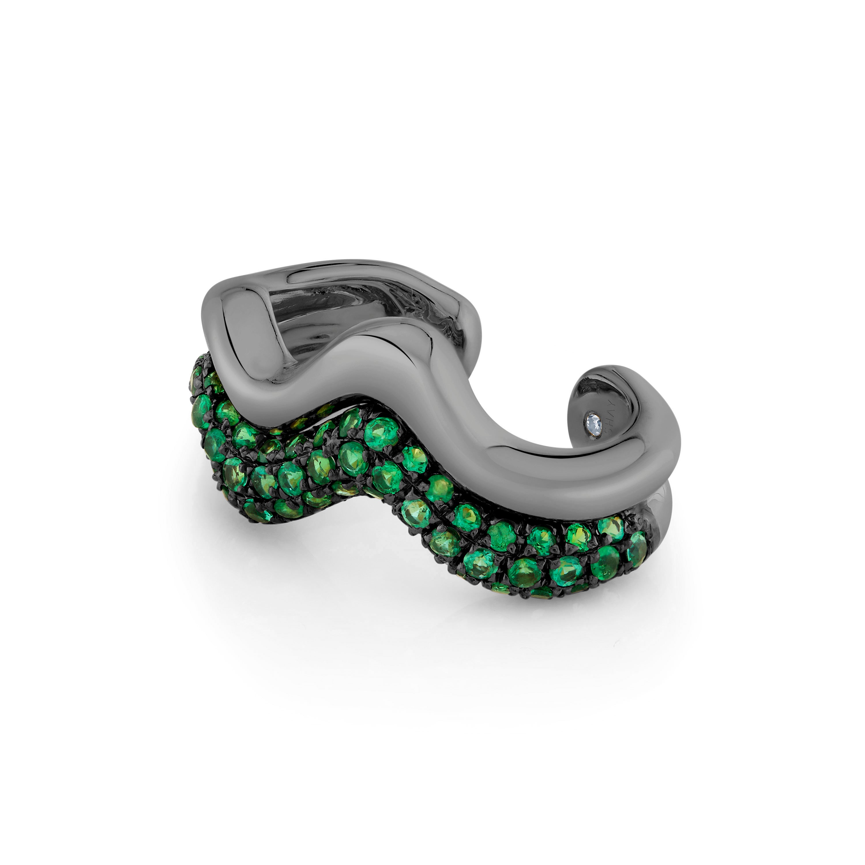 EMERALD WAVE EAR CUFF
