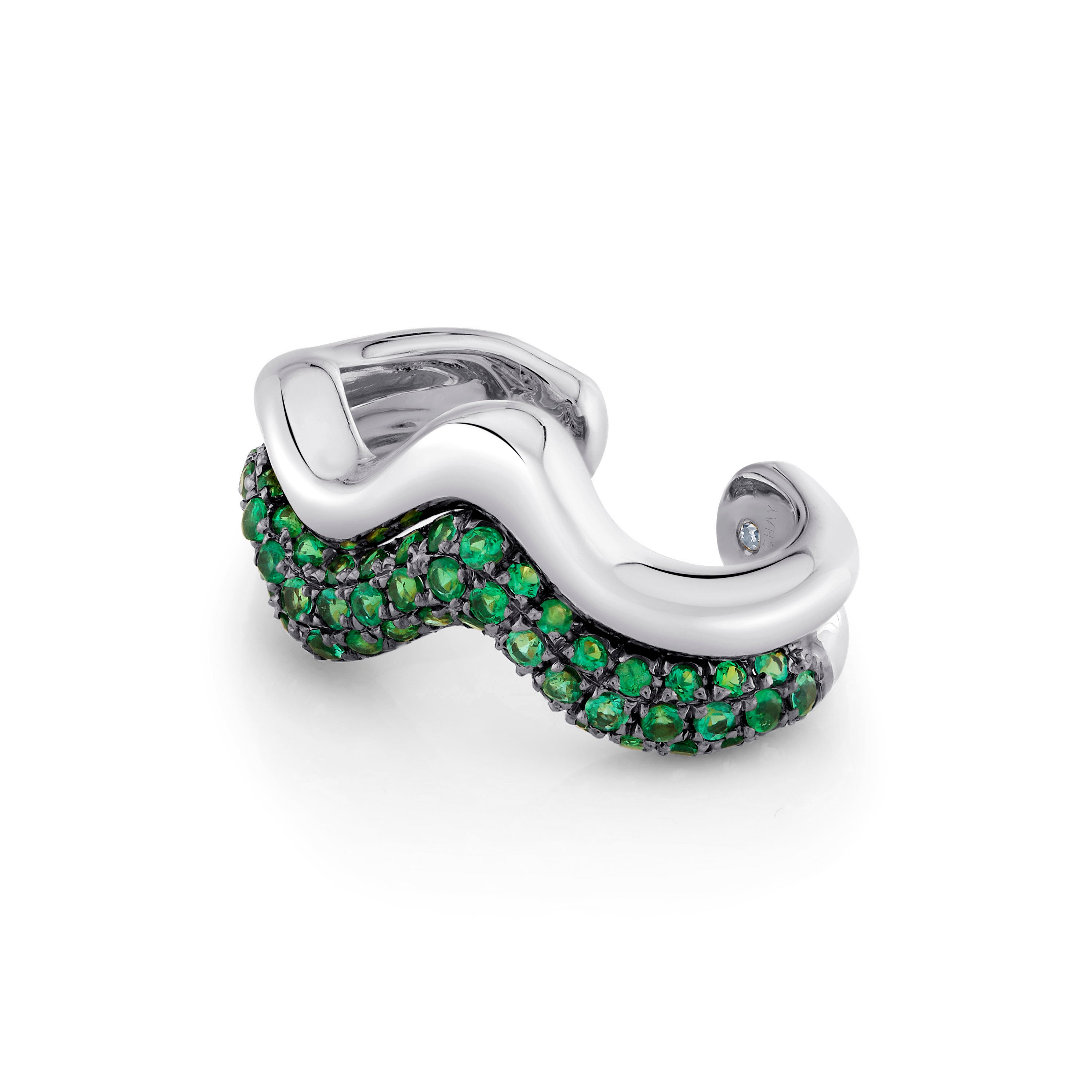 EMERALD WAVE EAR CUFF