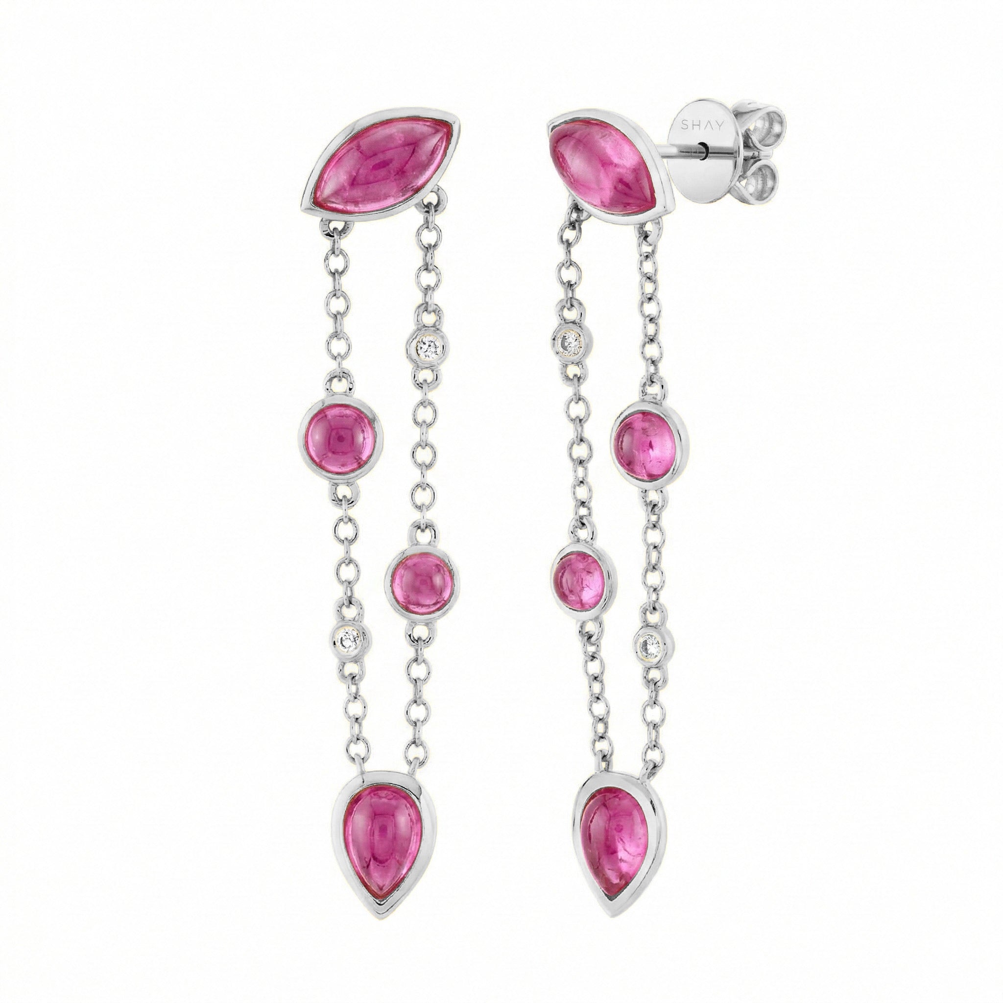 PINK SAPPHIRE & DIAMOND RIVIERA FRINGE EARRINGS
