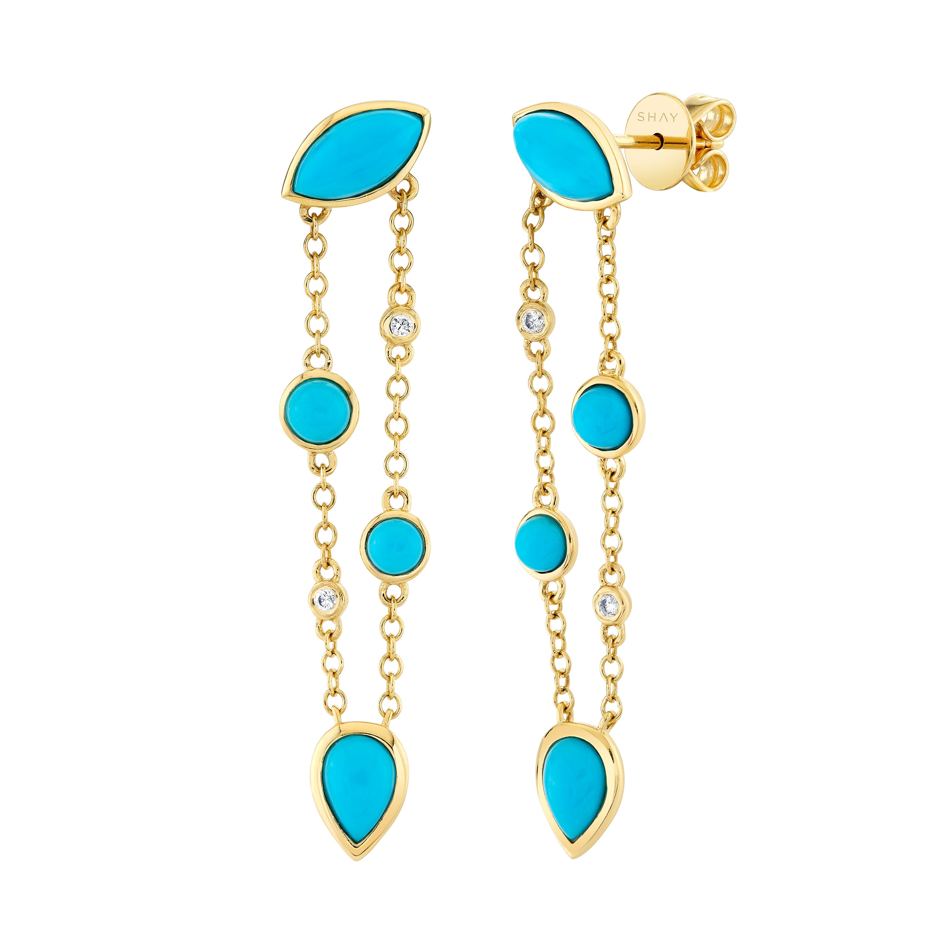 TURQUOISE & DIAMOND RIVIERA FRINGE EARRINGS
