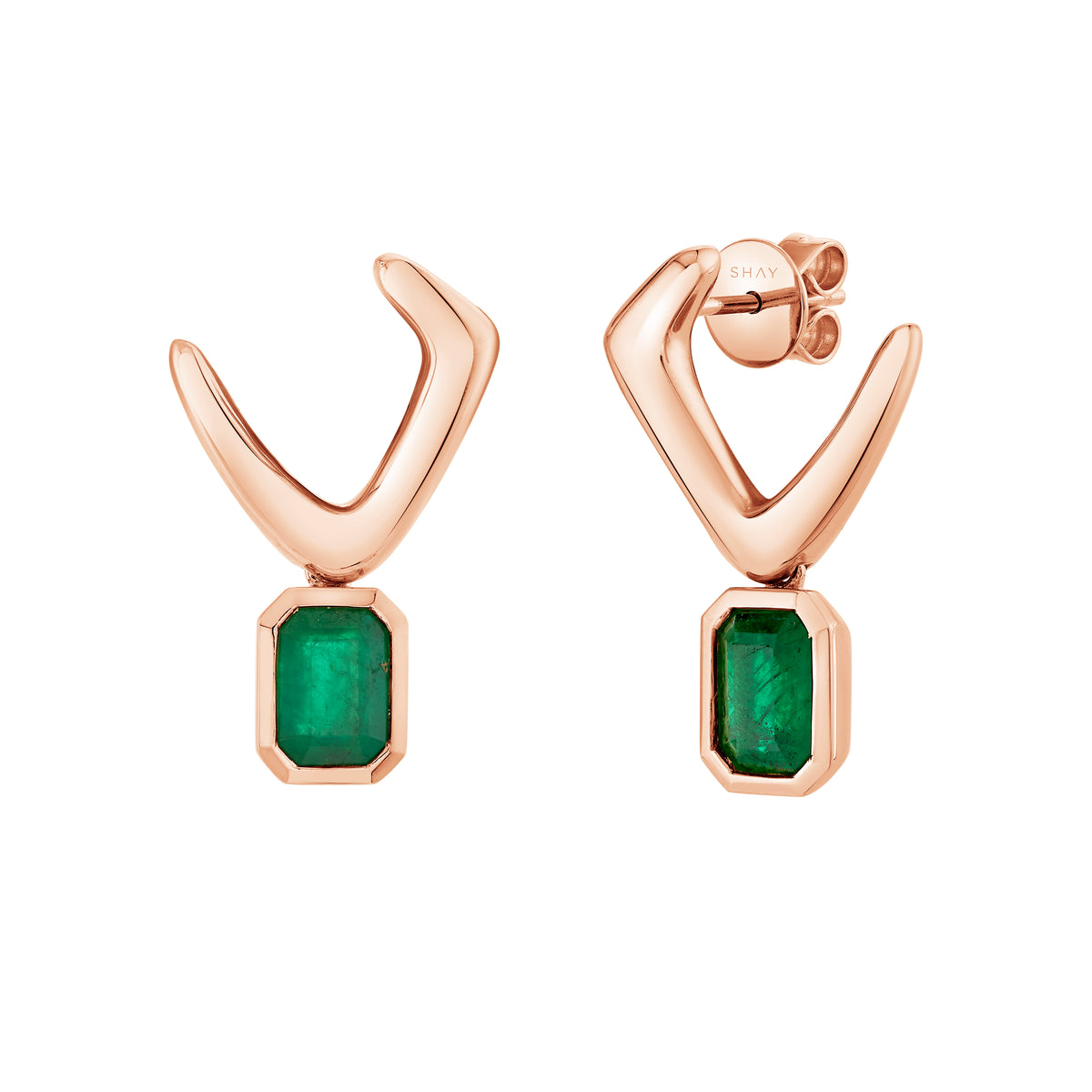 EMERALD BEZEL ZAR EARRINGS
