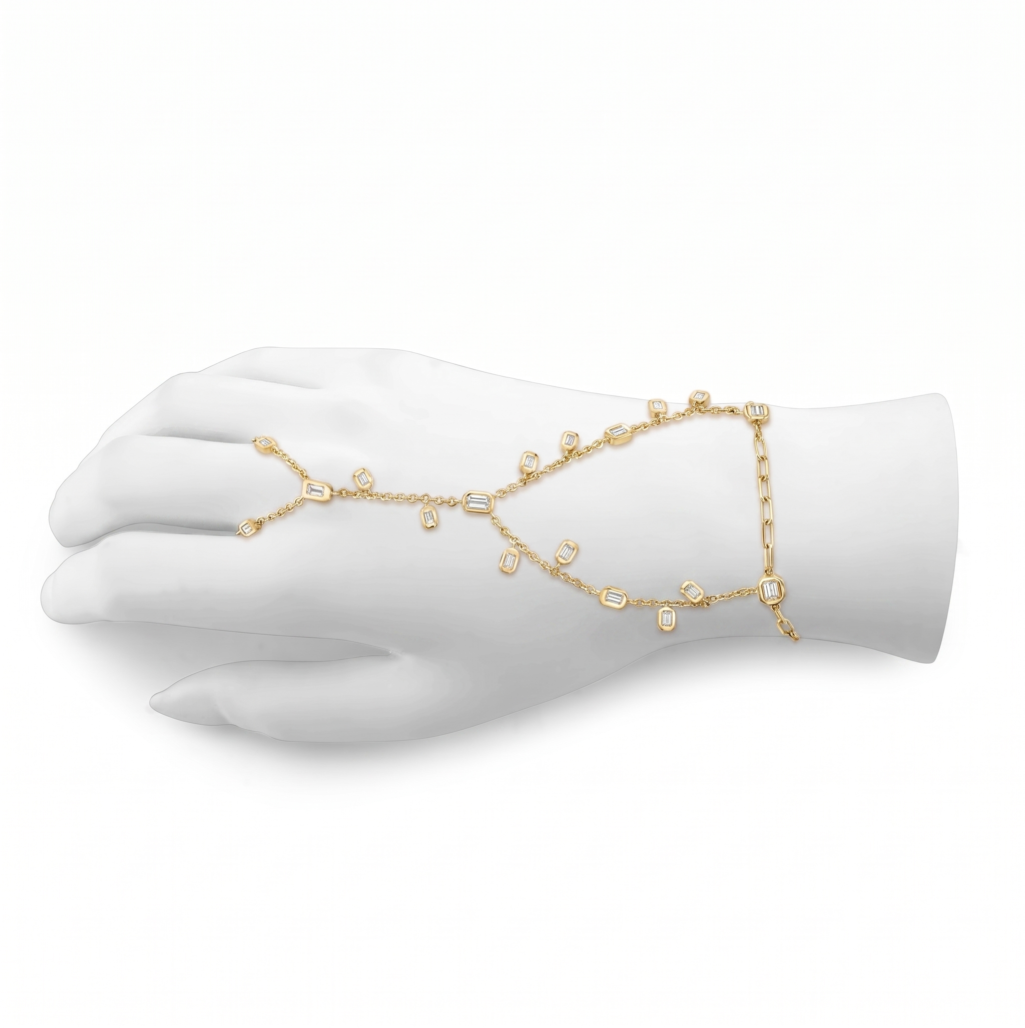 READY TO SHIP DIAMOND BAGUETTE DROP HAND CHAIN
