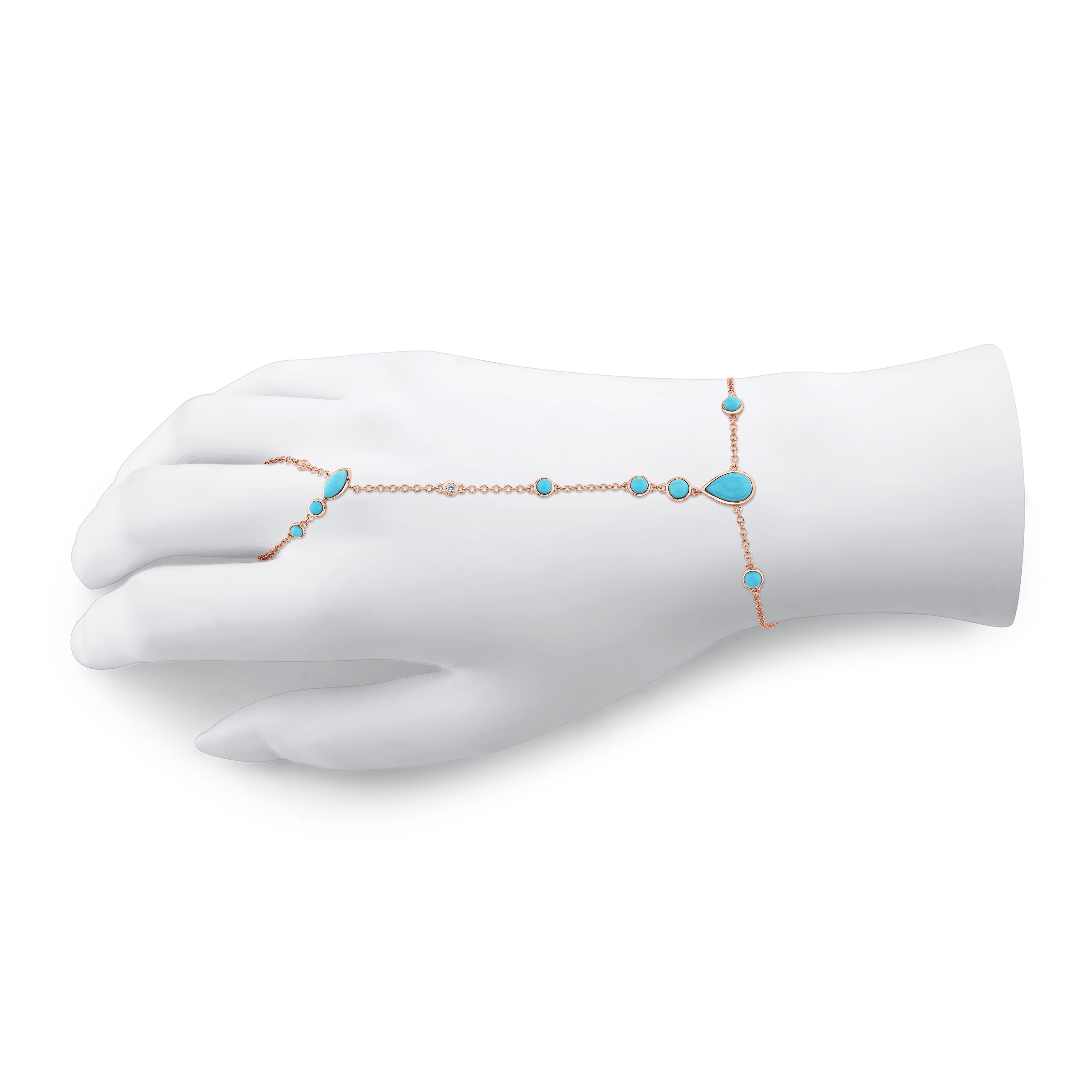 TURQUOISE & DIAMOND RIVIERA HAND CHAIN