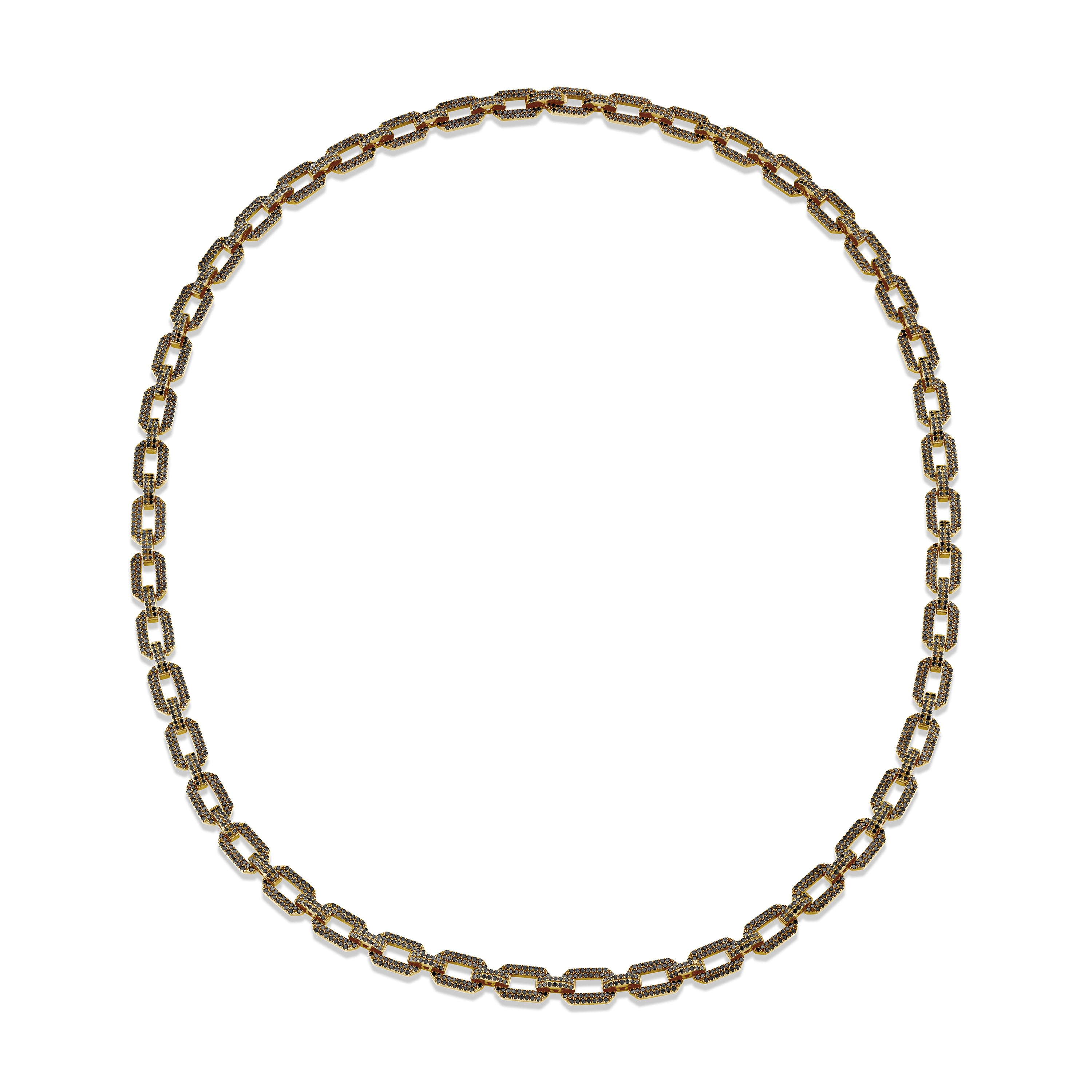 MEN'S BLACK DIAMOND FLAT GEO LINK NECKLACE