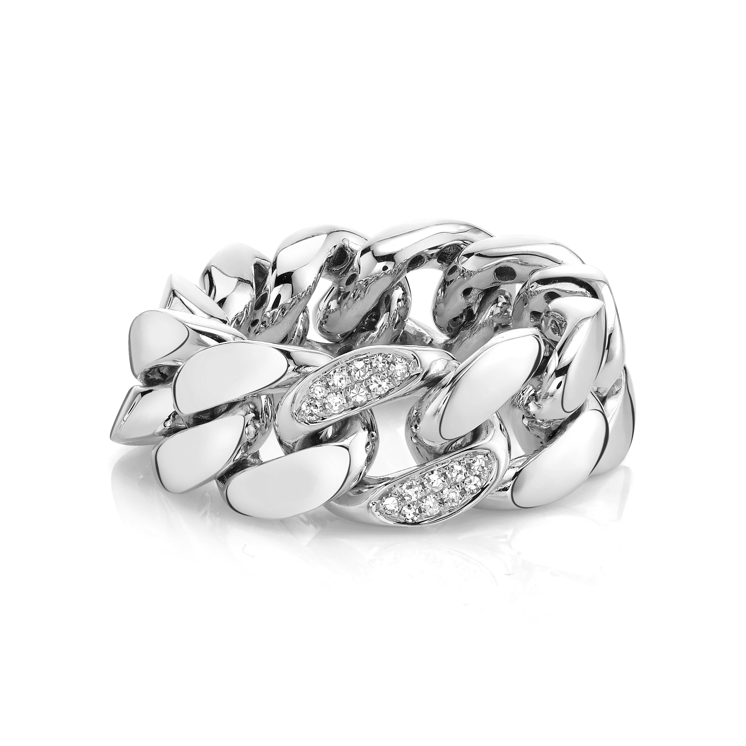 READY TO SHIP MEN'S DIAMOND SINGLE PAVE FLAT LINK RING