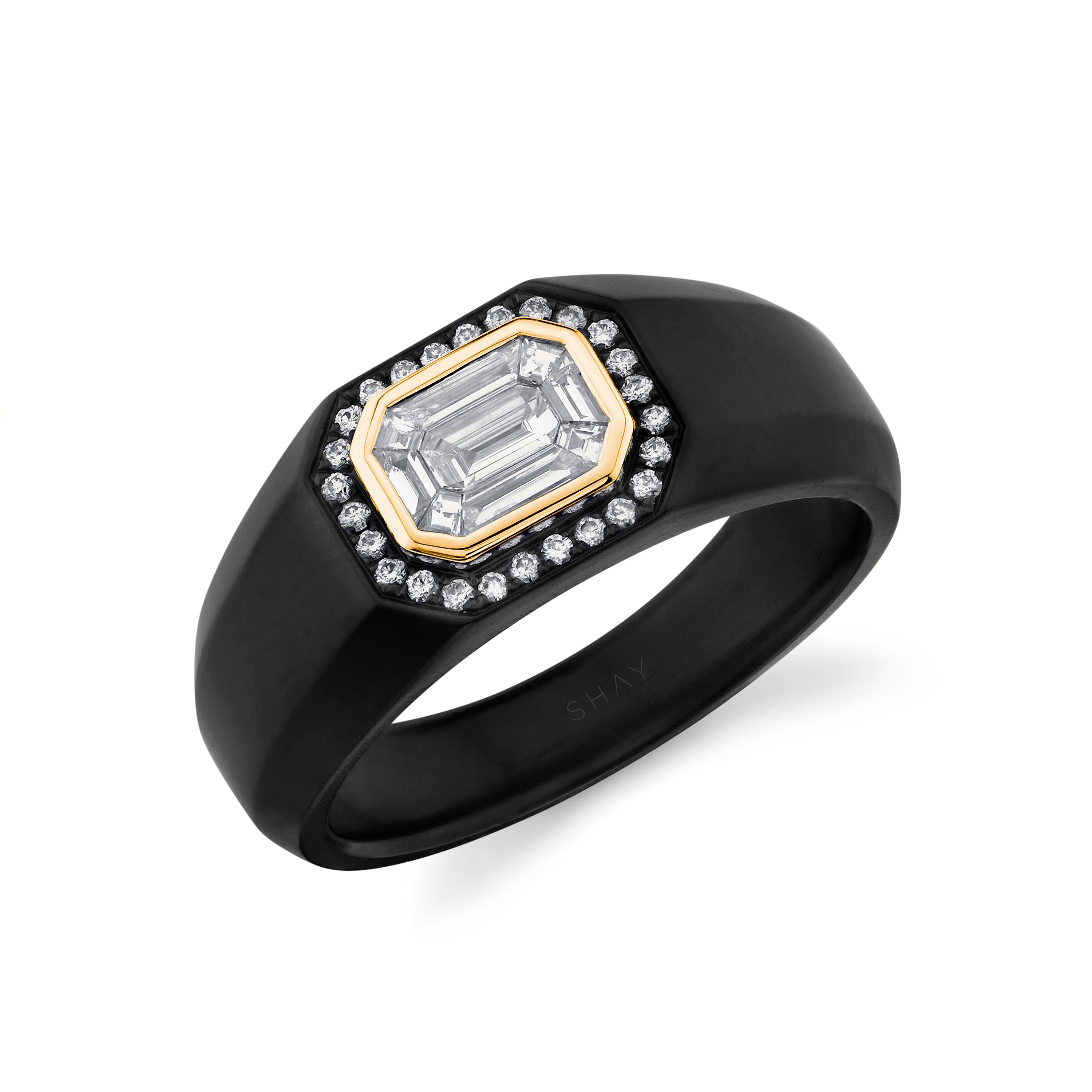 MEN'S DIAMOND ILLUSION BLK TITANIUM SIGNET RING