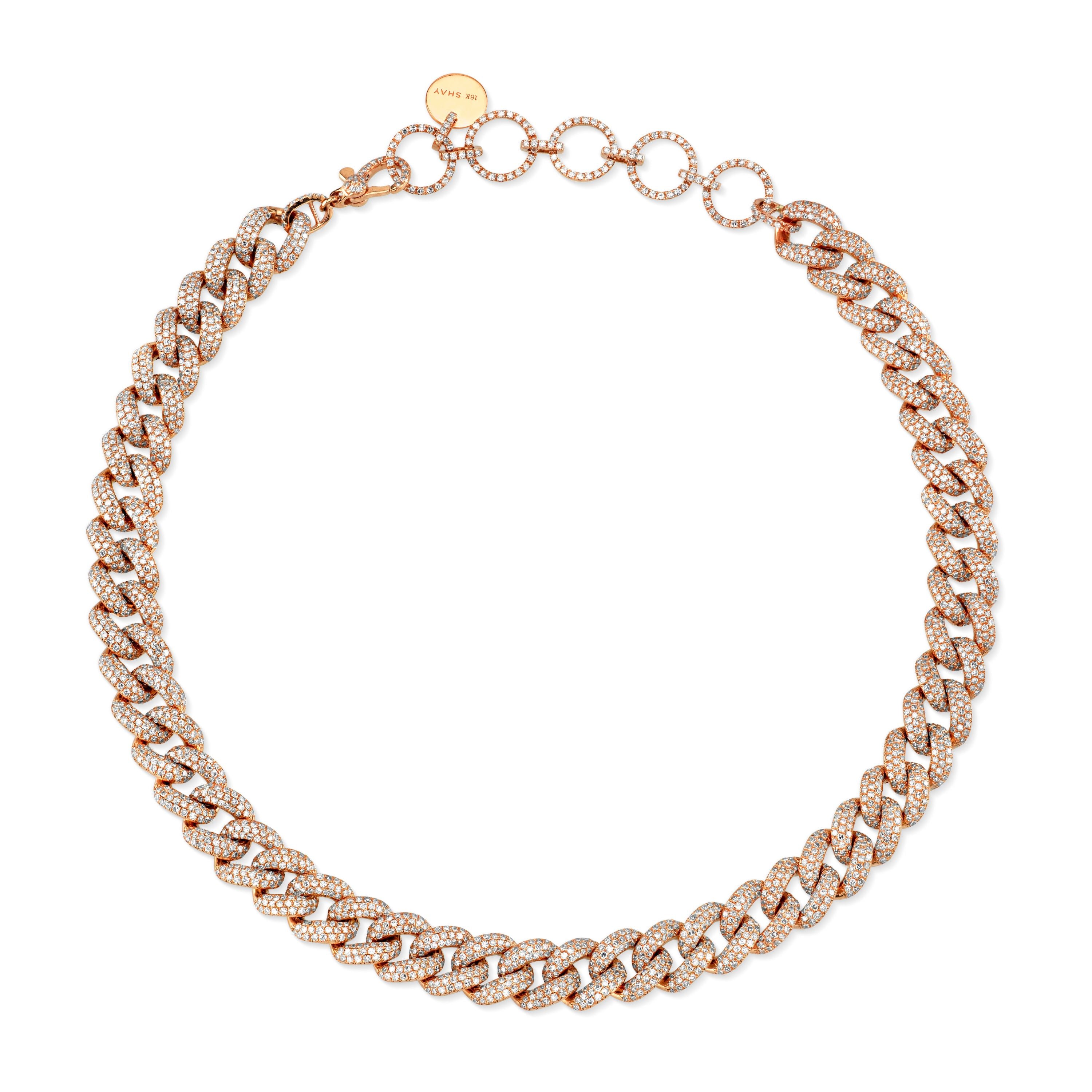 SHAY Ready to Ship Diamond Pave Essential Link Necklace, 18k gold, side view