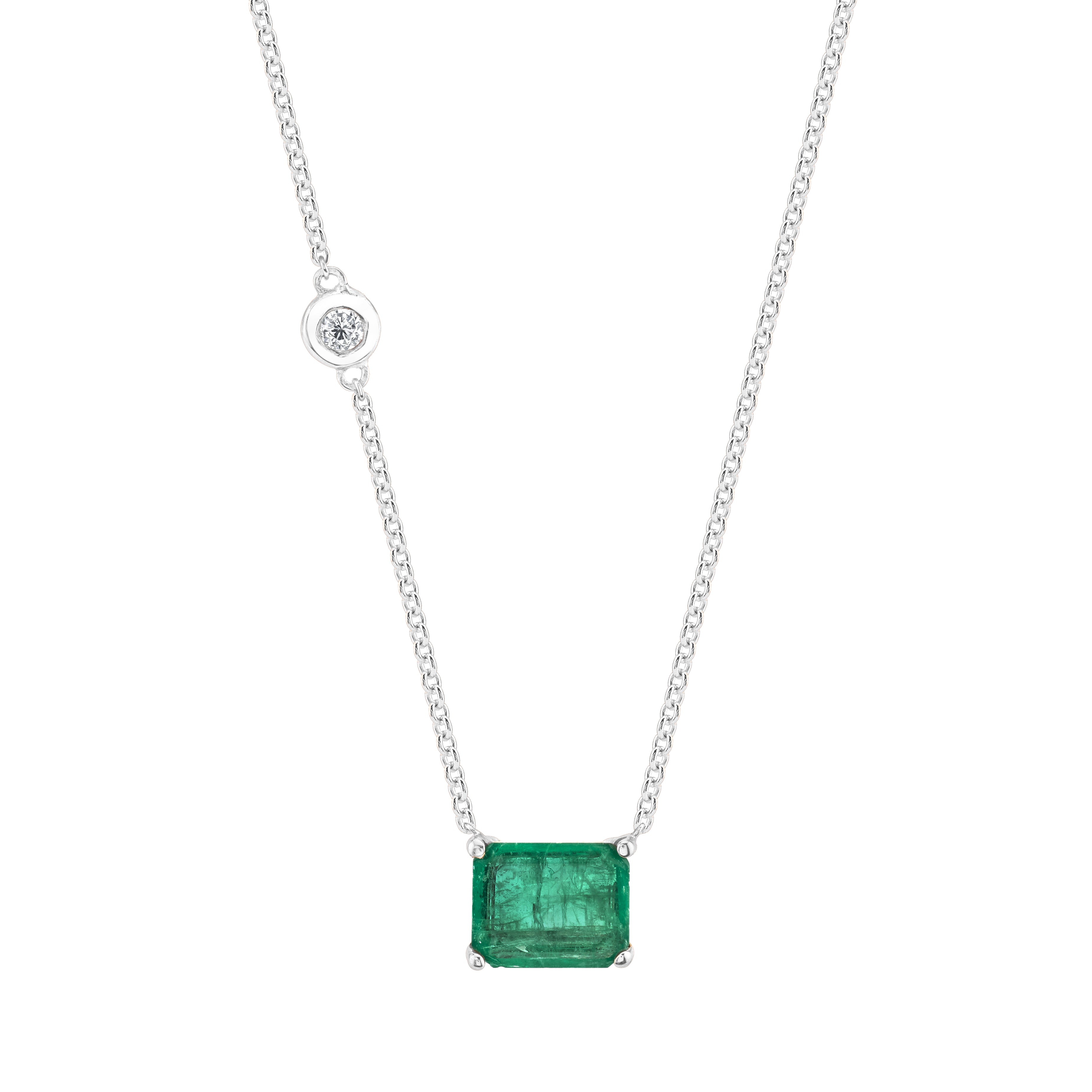 READY TO SHIP EMERALD SOLITAIRE NECKLACE