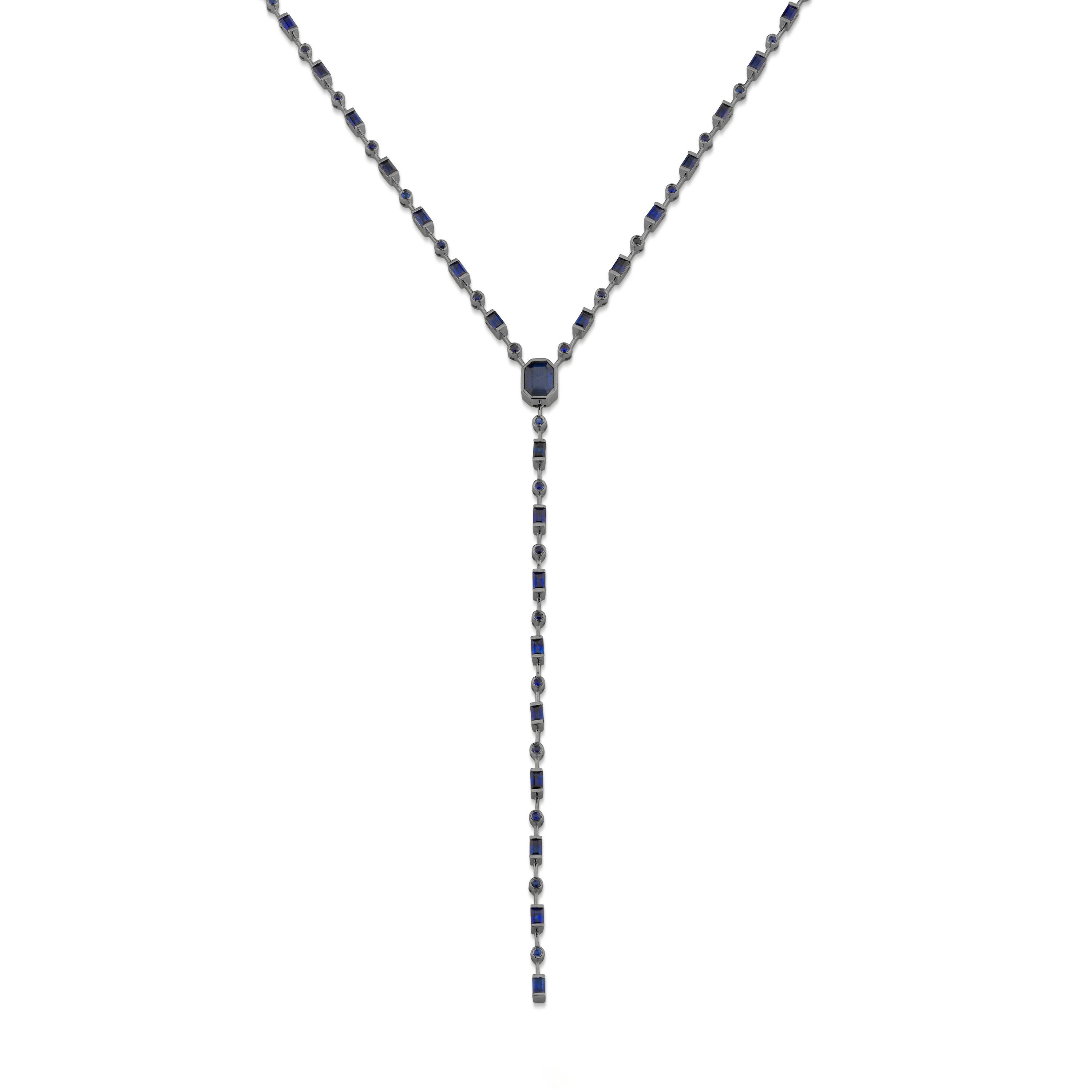 MIXED BLUE SAPPHIRE Y NECKLACE