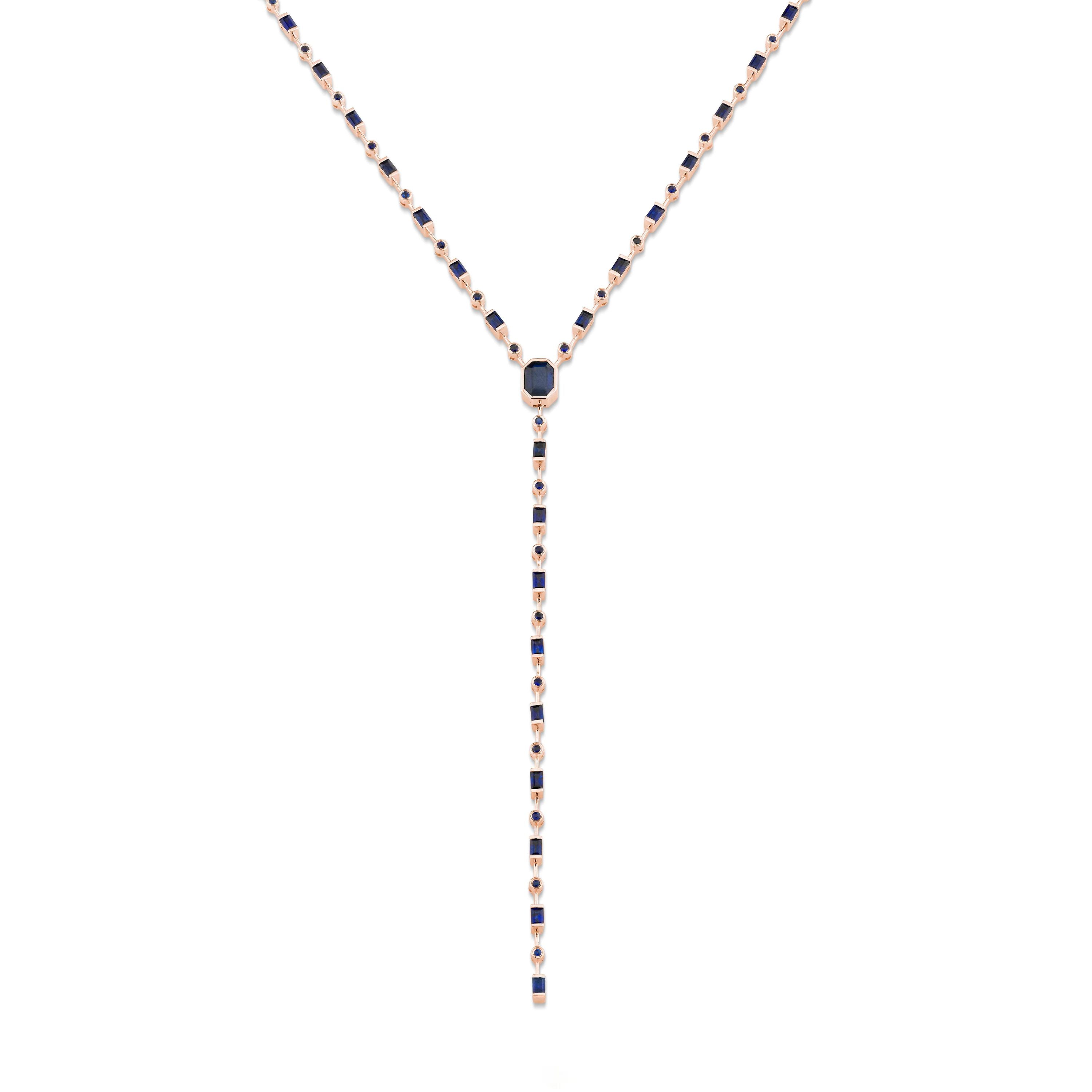 MIXED BLUE SAPPHIRE Y NECKLACE