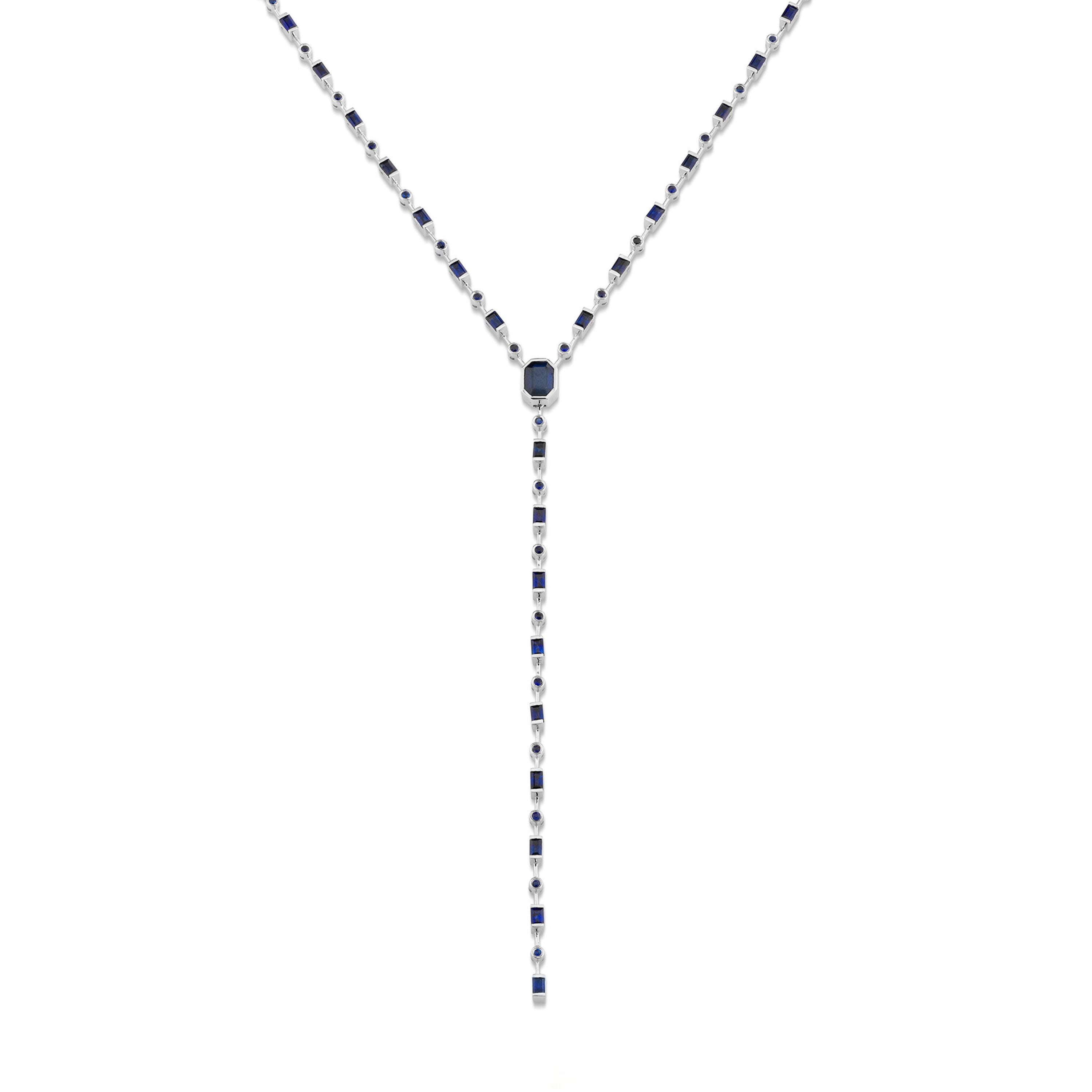 READY TO SHIP MIXED BLUE SAPPHIRE Y NECKLACE