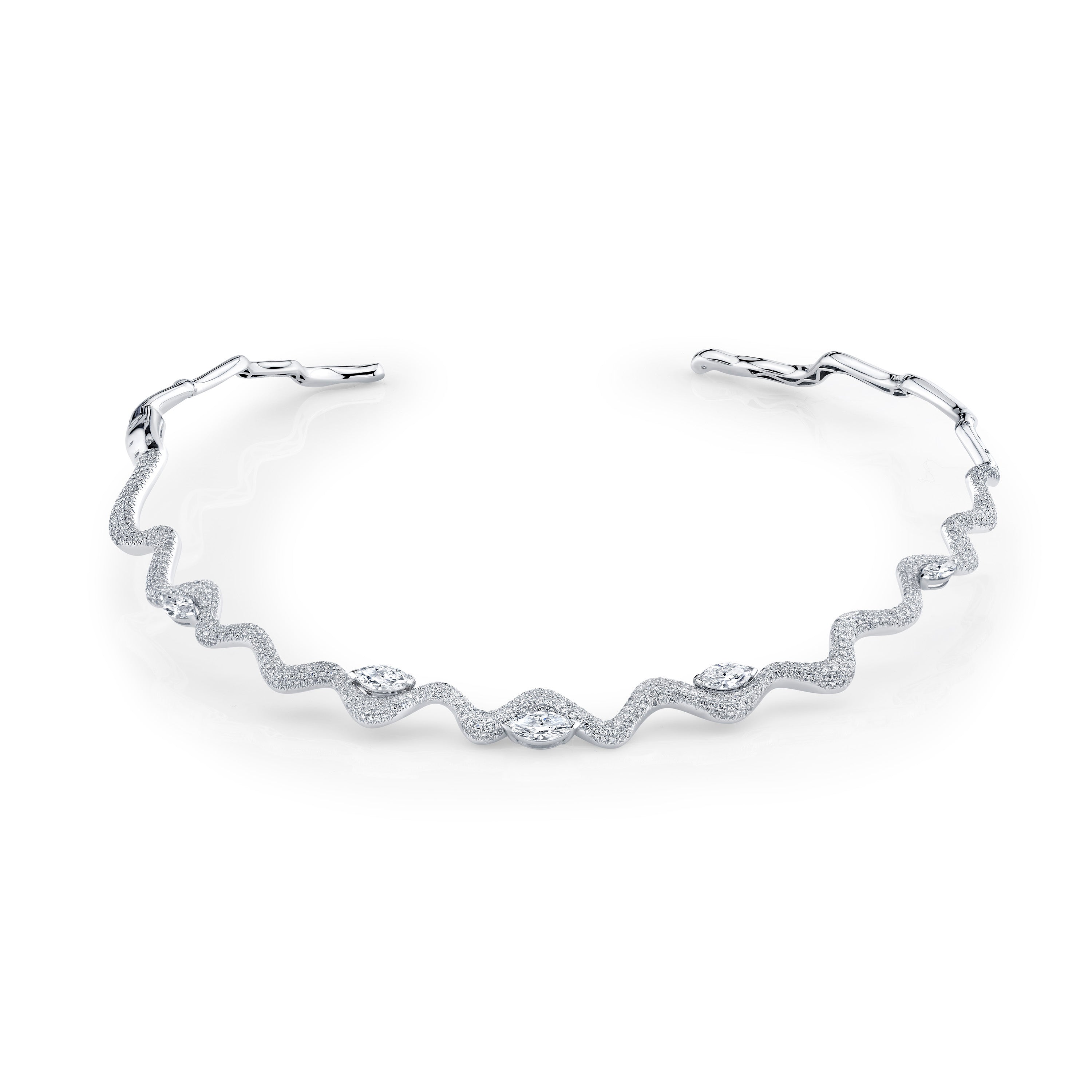 READY TO SHIP DIAMOND MARQUISE WAVE COLLAR