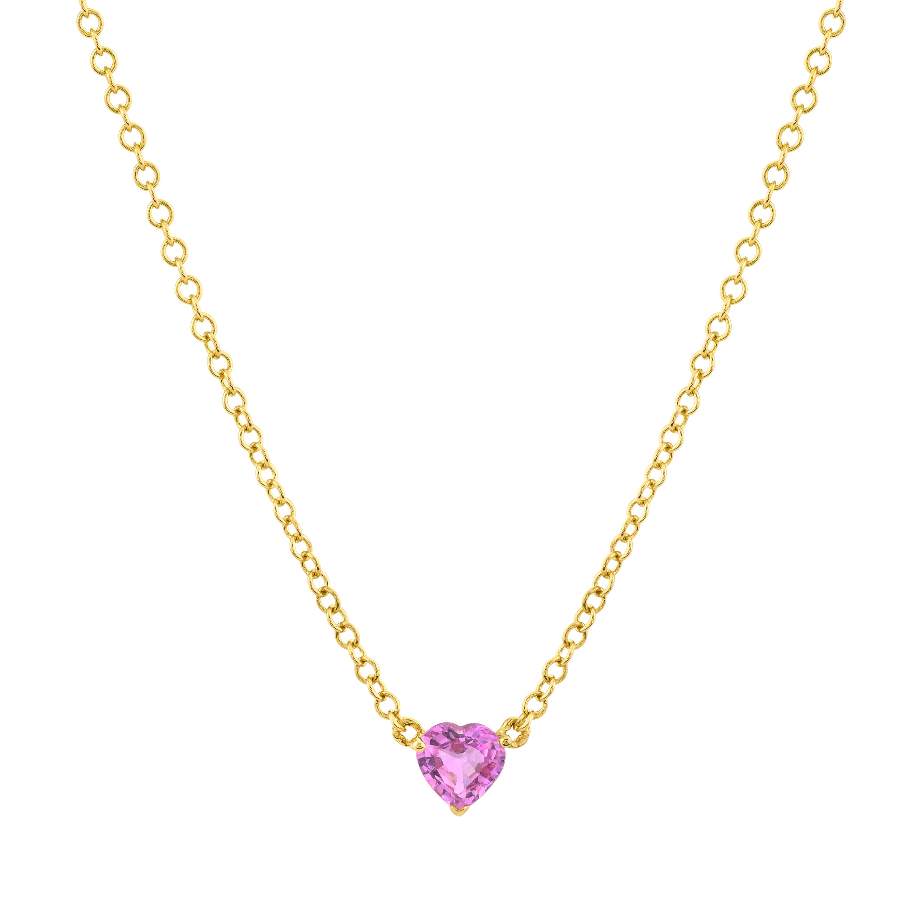 READY TO SHIP PINK SAPPHIRE BABY HEART NECKLACE