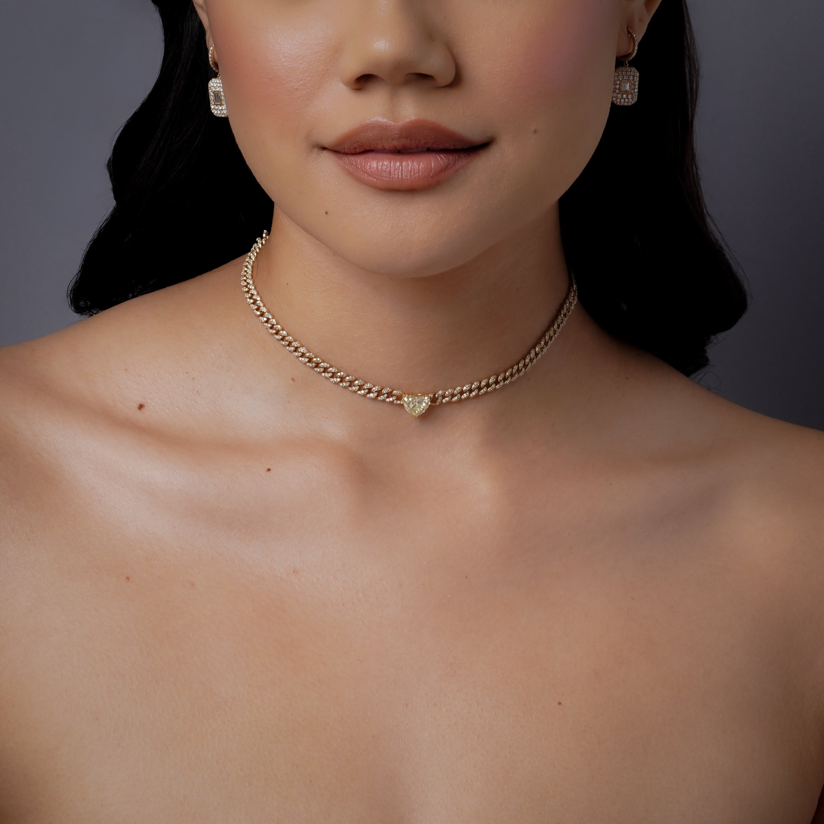 SHAY Yellow Diamond Heart Mini Link Necklace, 18k gold, primary view