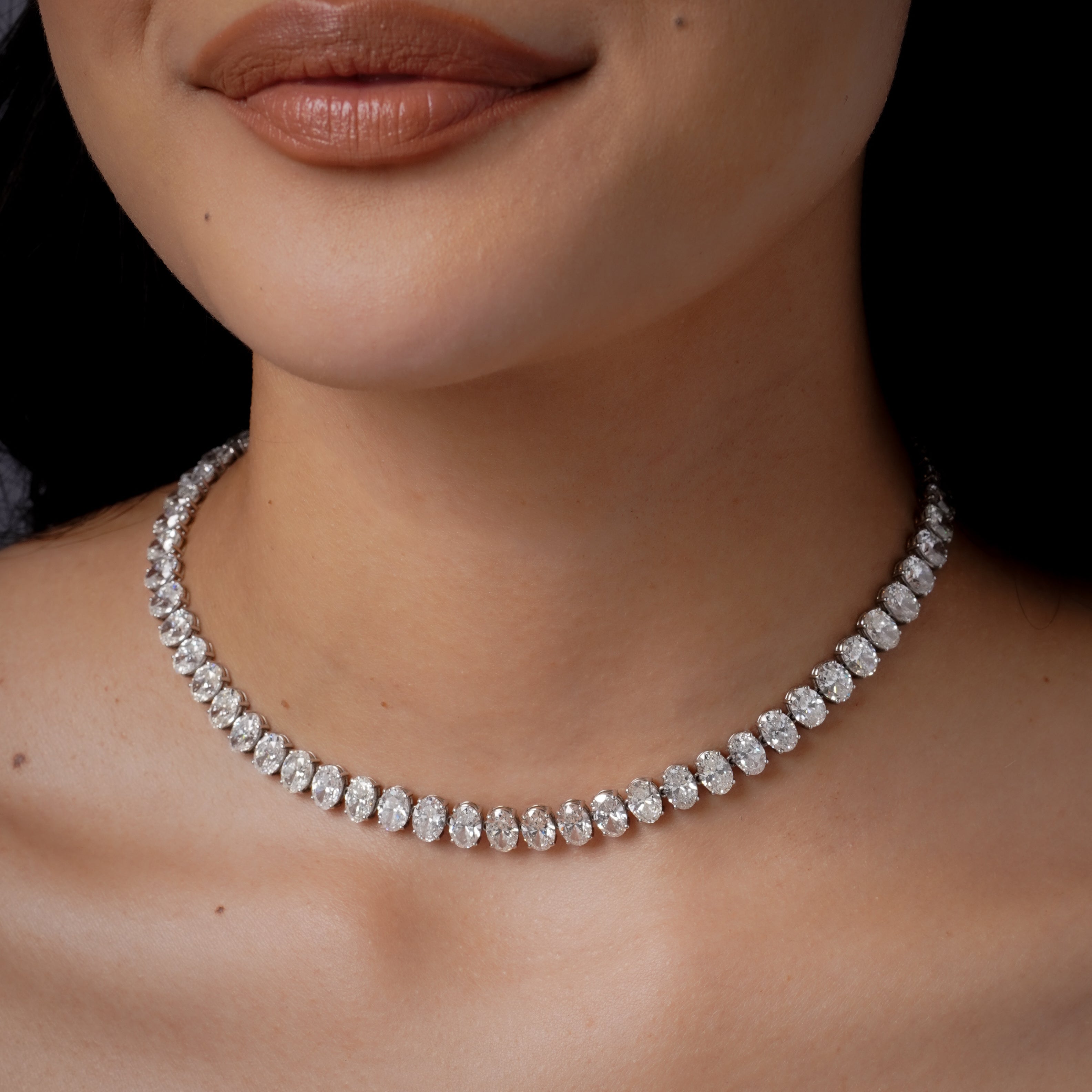DIAMOND OVAL TENNIS NECKLACE