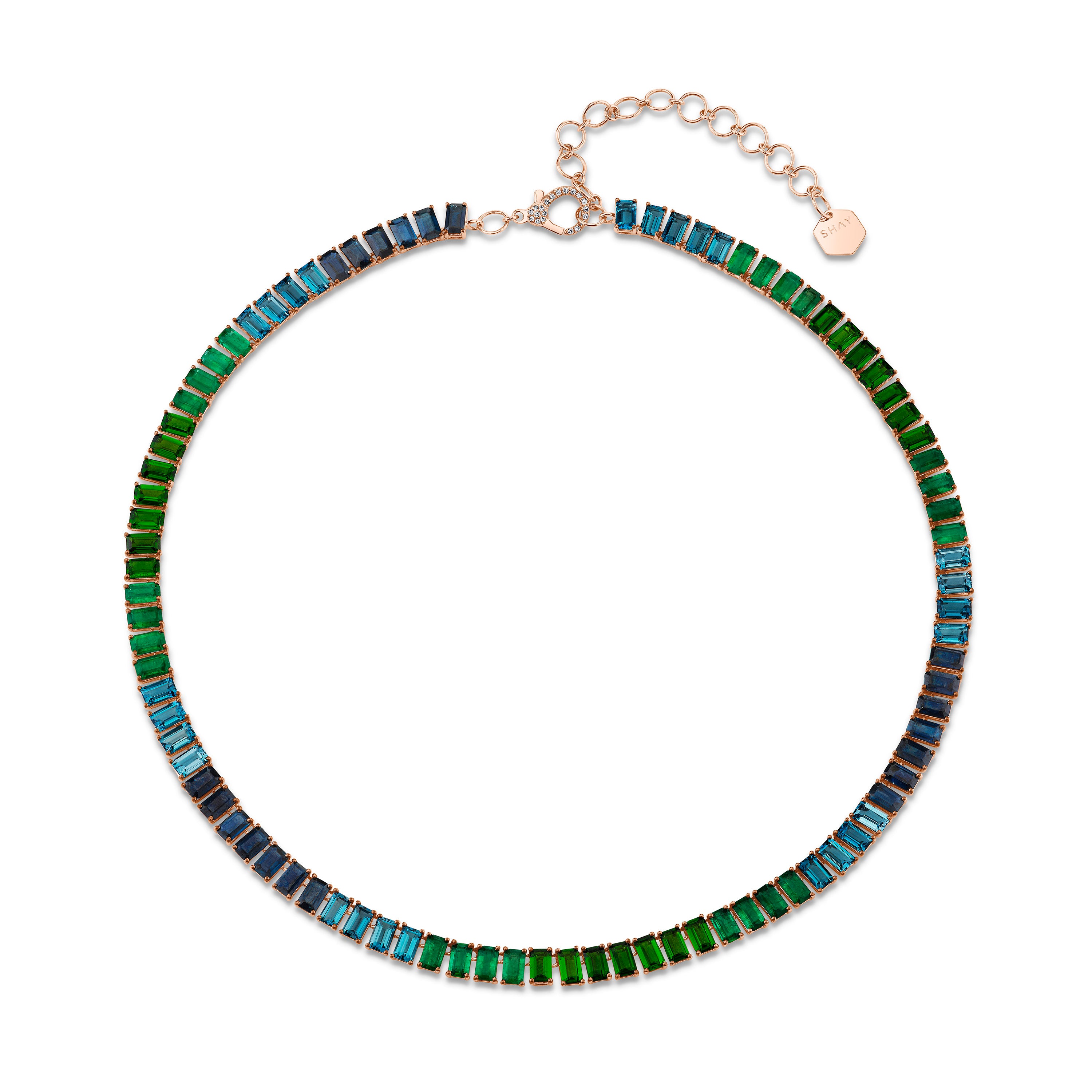 SHAY Emerald Ombre Eternity Necklace, 27.68ct, 18k gold, additional view