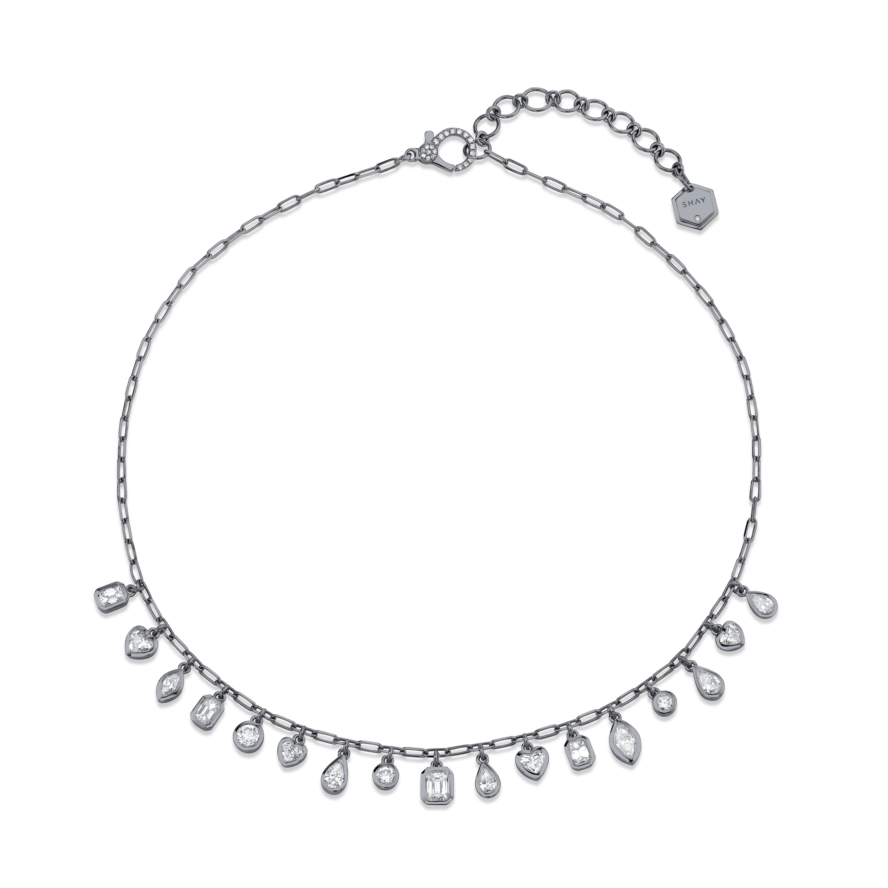 SHAY Diamond Mixed Bezel Drop Necklace, 4.58ct, 18k gold, additional view