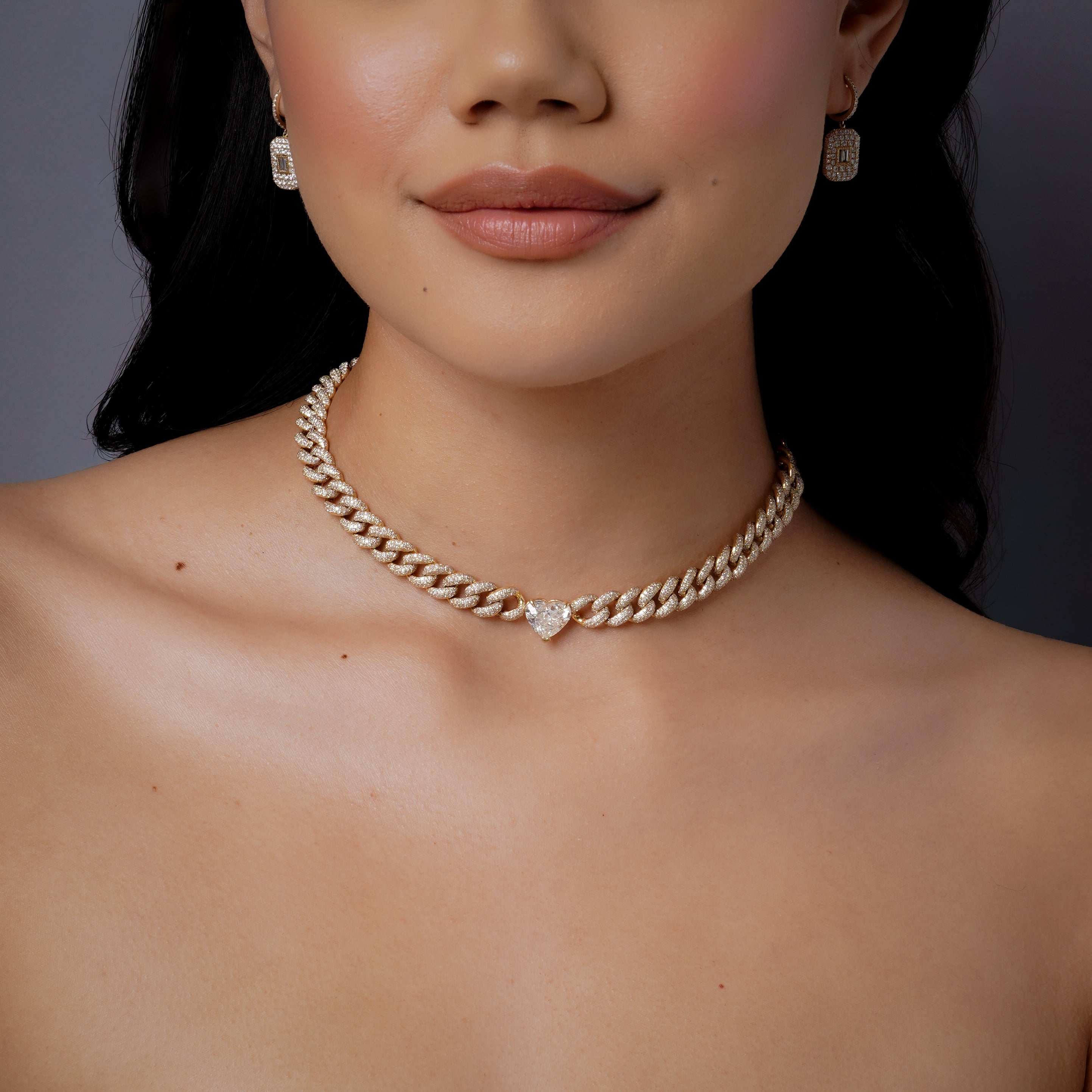 GRAND DIAMOND HEART LINK NECKLACE