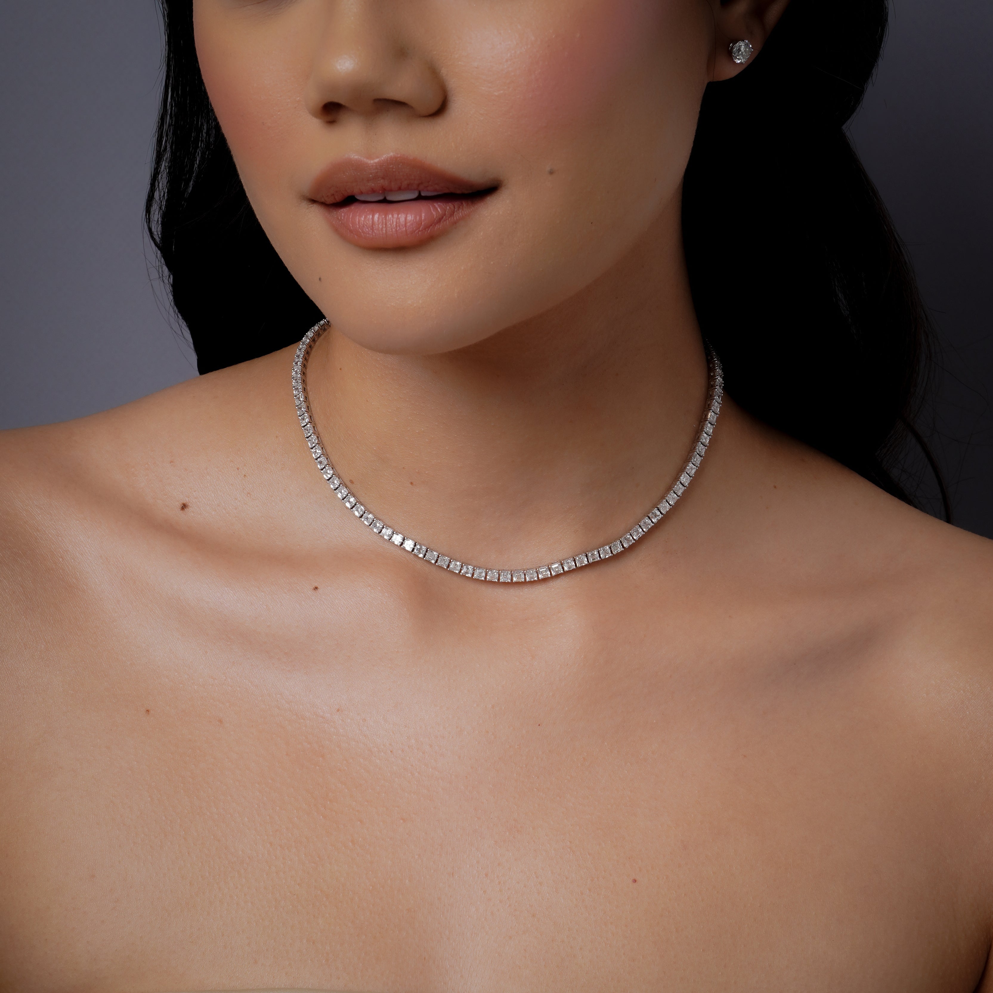 SHAY Diamond Asscher Tennis Necklace, 20.32ct, 18k gold, primary view