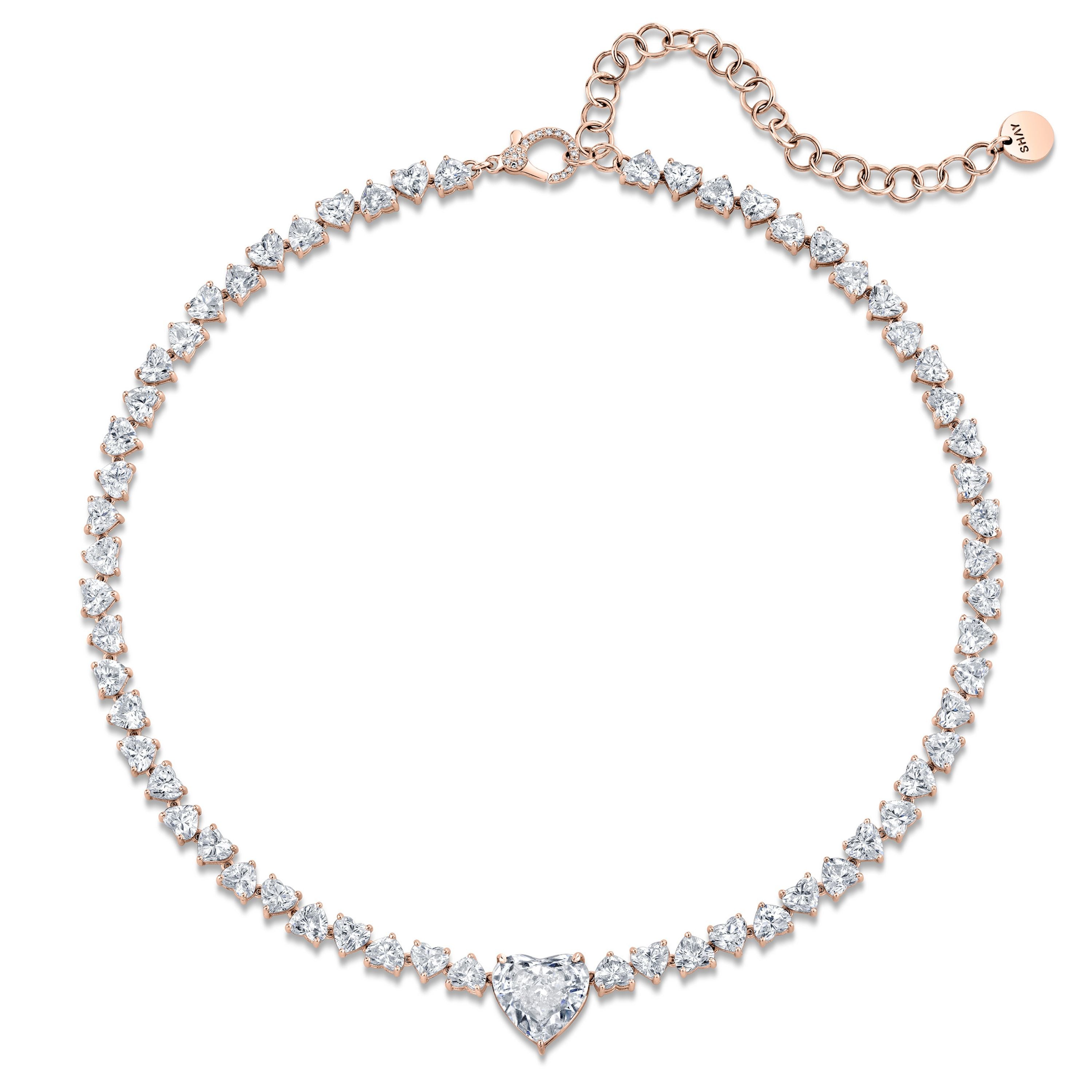 SHAY Diamond Heart Center Tennis Necklace, 18k gold, additional view 2