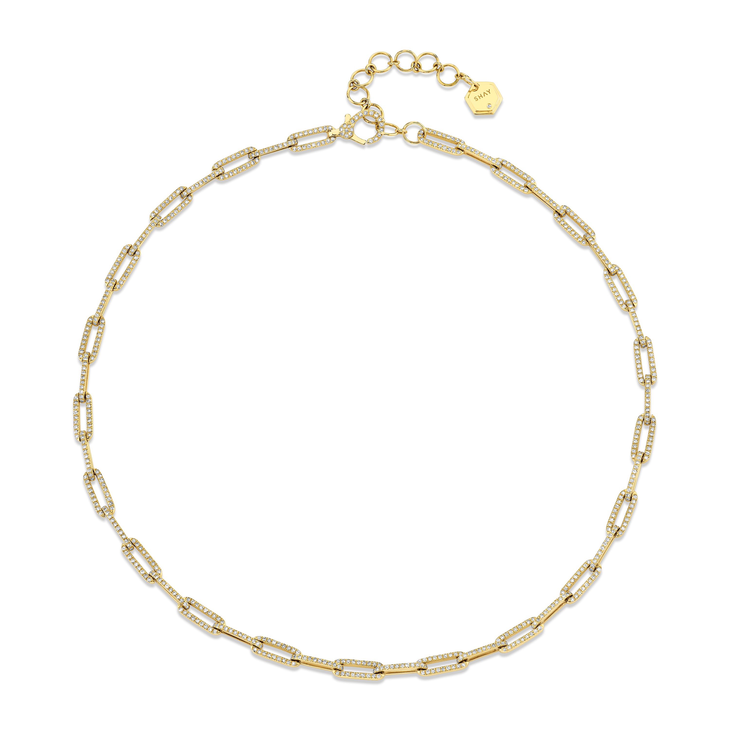 READY TO SHIP DIAMOND PAVE FLAT CABLE LINK NECKLACE