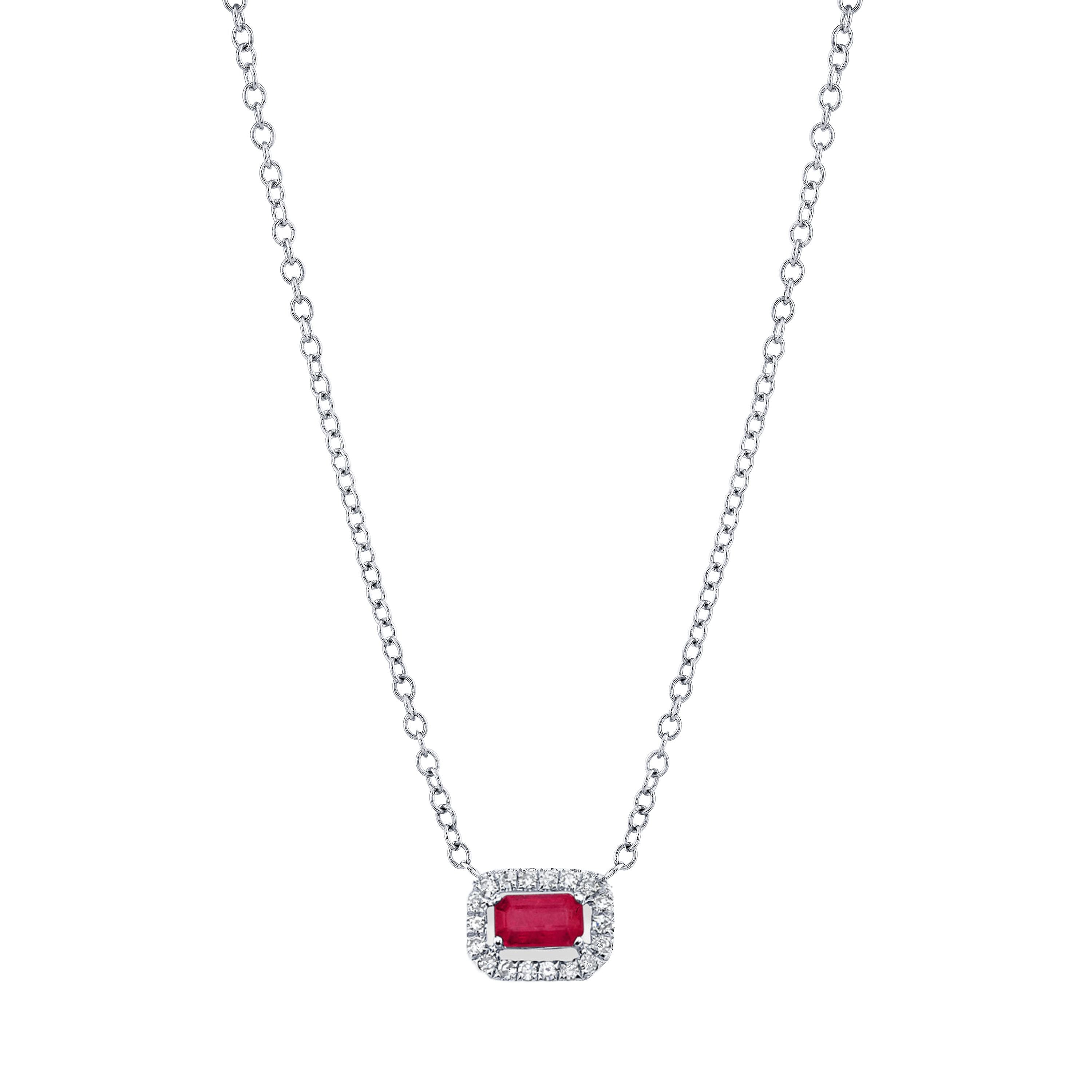 RUBY & DIAMOND MINI HALO NECKLACE