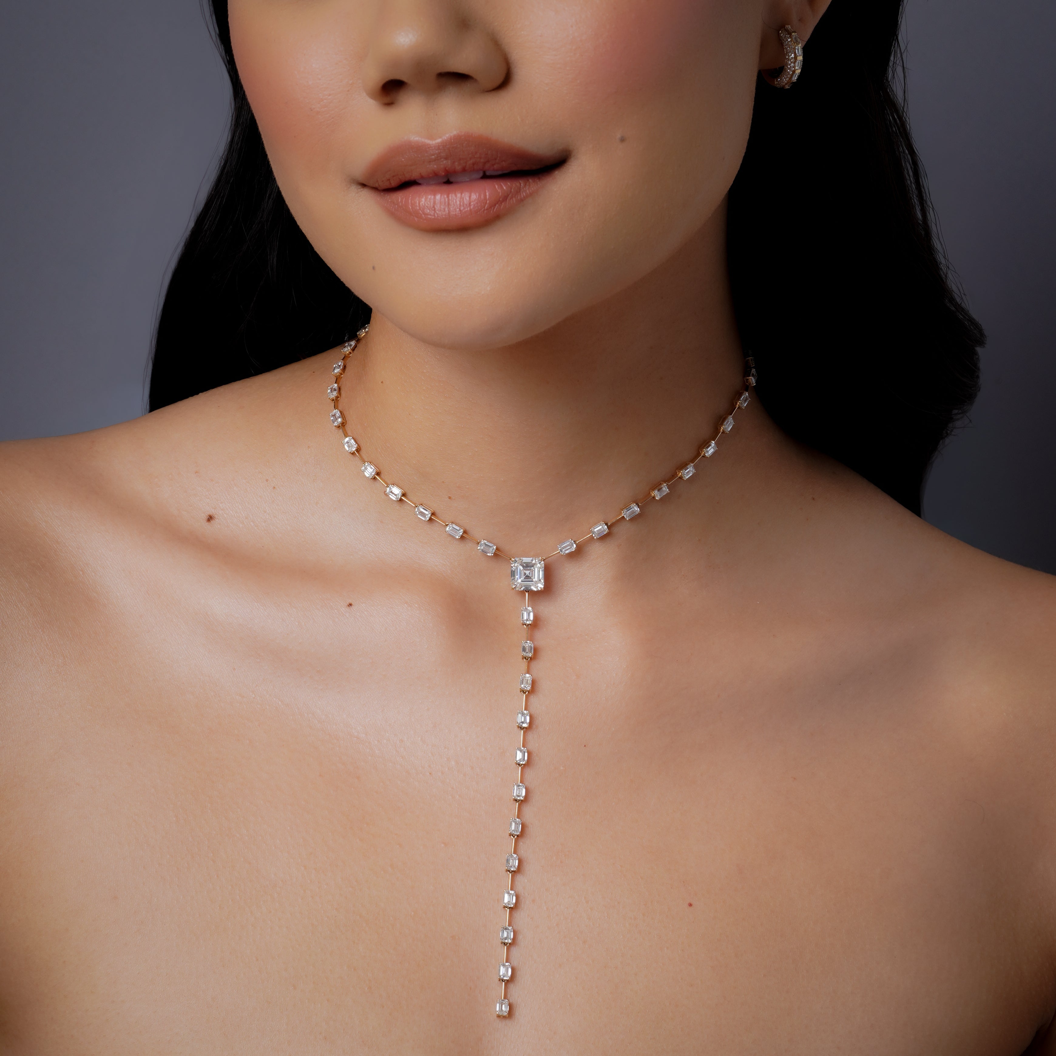 SHAY Diamond Asscher Y Necklace, 4.52ct center, 18k gold, primary view