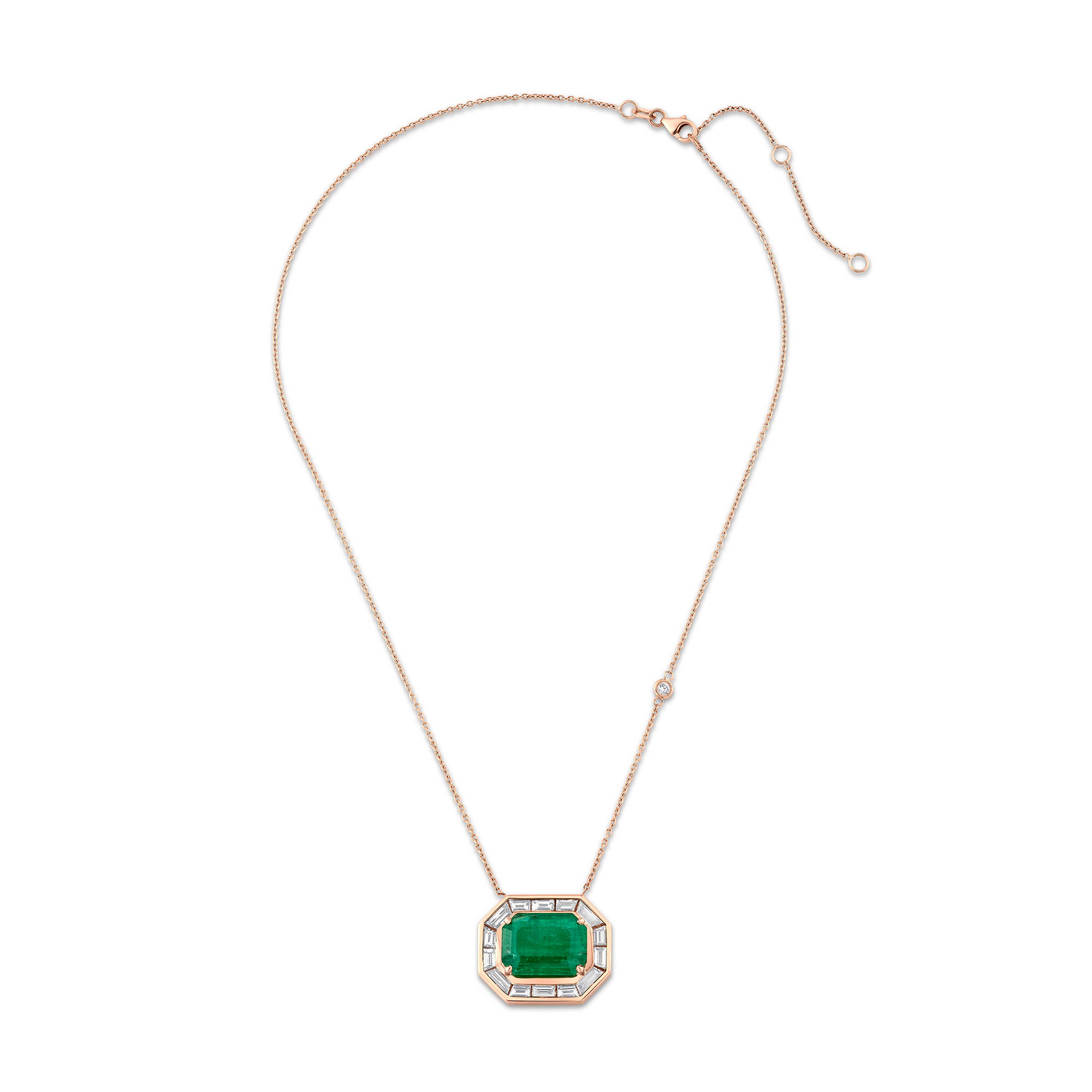 SHAY Emerald & Diamond Large Deco Necklace, 9ct, 18k gold, additional view 4