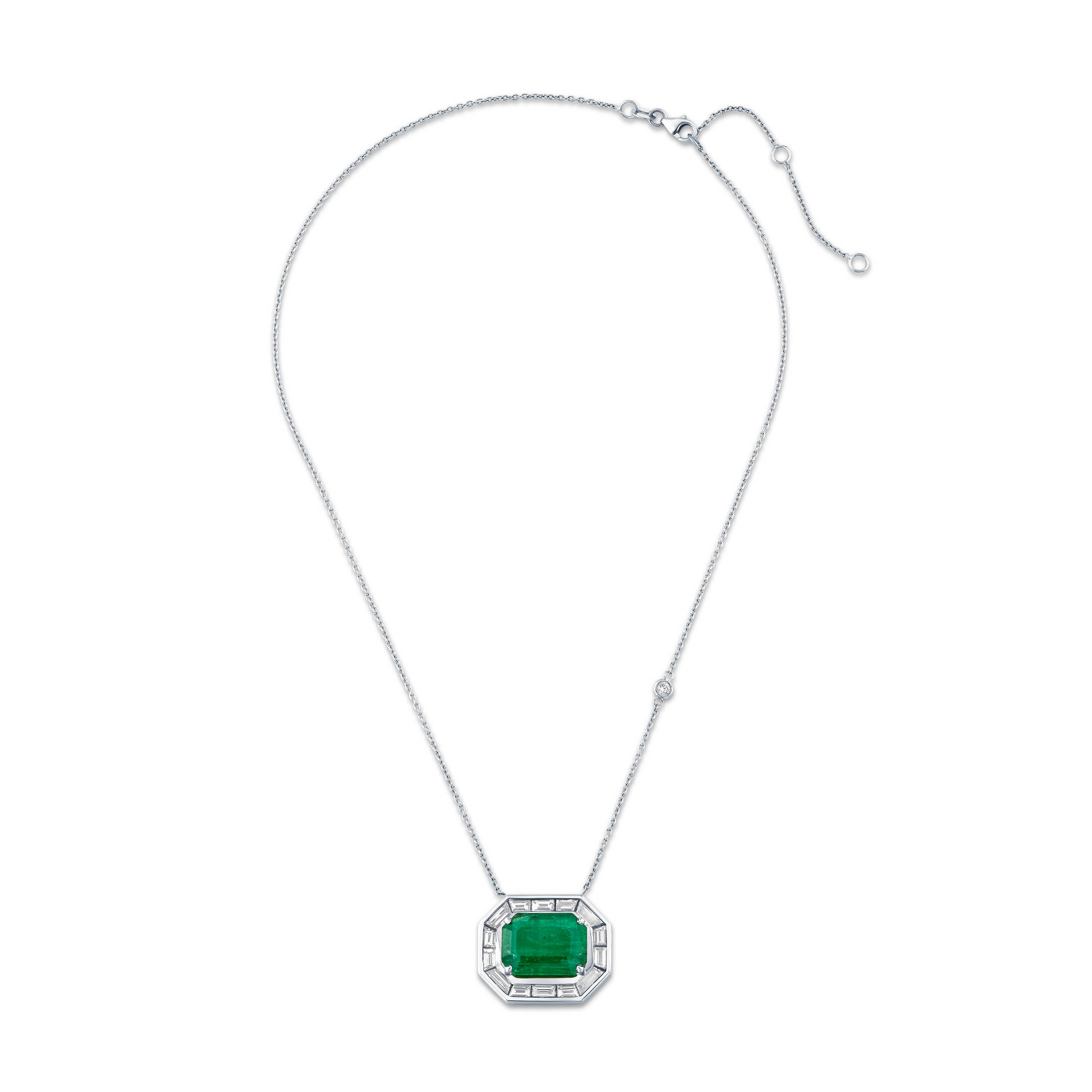 SHAY Emerald & Diamond Large Deco Necklace, 9ct, 18k gold, additional view 5