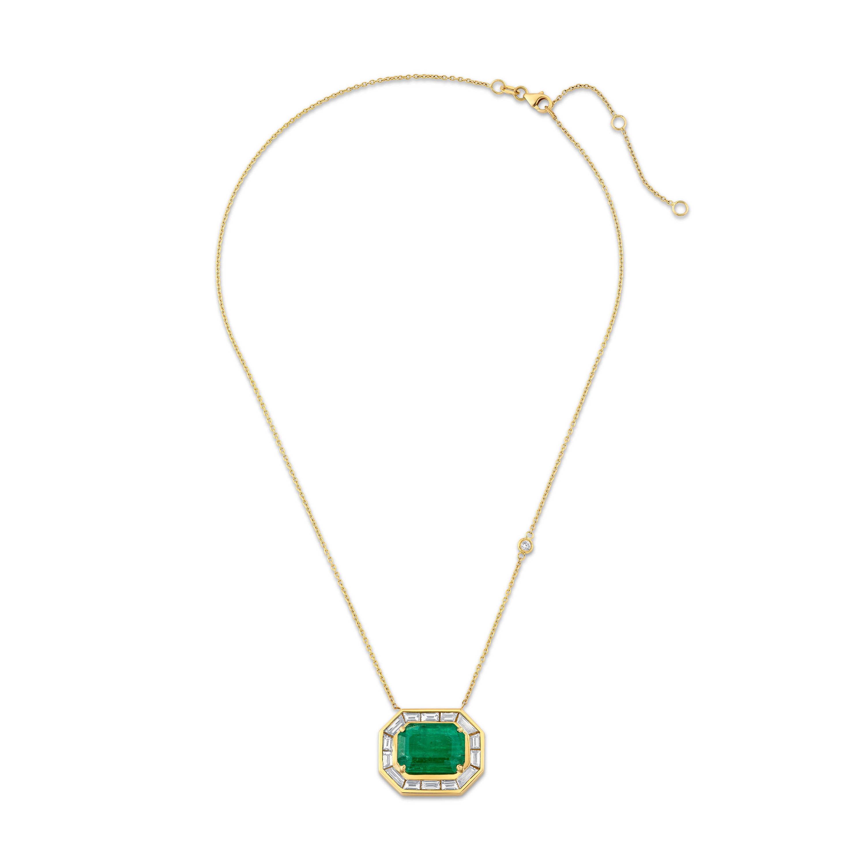 SHAY Emerald & Diamond Large Deco Necklace, 9ct, 18k gold, additional view 3