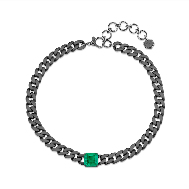 SHAY Emerald Solid Gold Flat Link Choker, 8.5ct, 18k gold, additional view 2