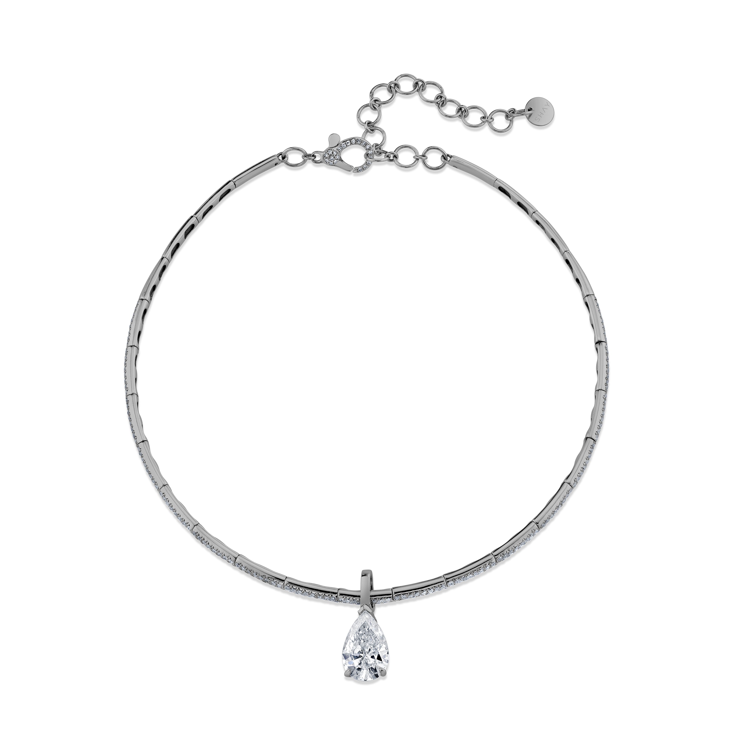 SHAY Diamond Pear Drop Collar Necklace, 5.05ct, 18k gold, additional view 2