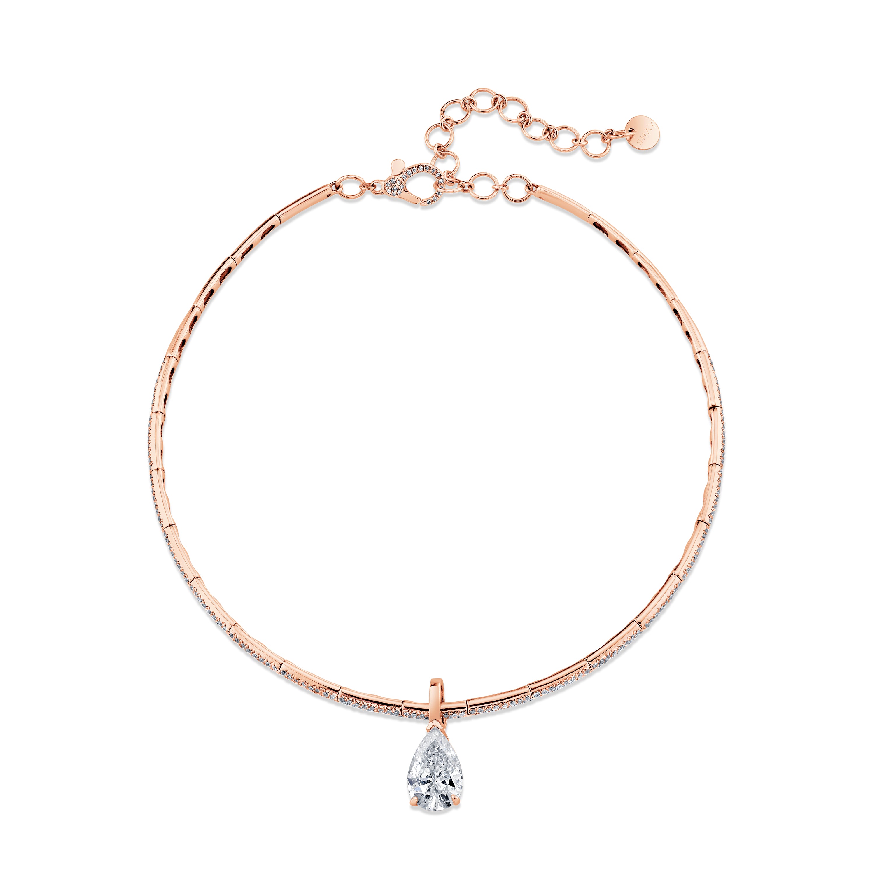 SHAY Diamond Pear Drop Collar Necklace, 5.05ct, 18k gold, additional view