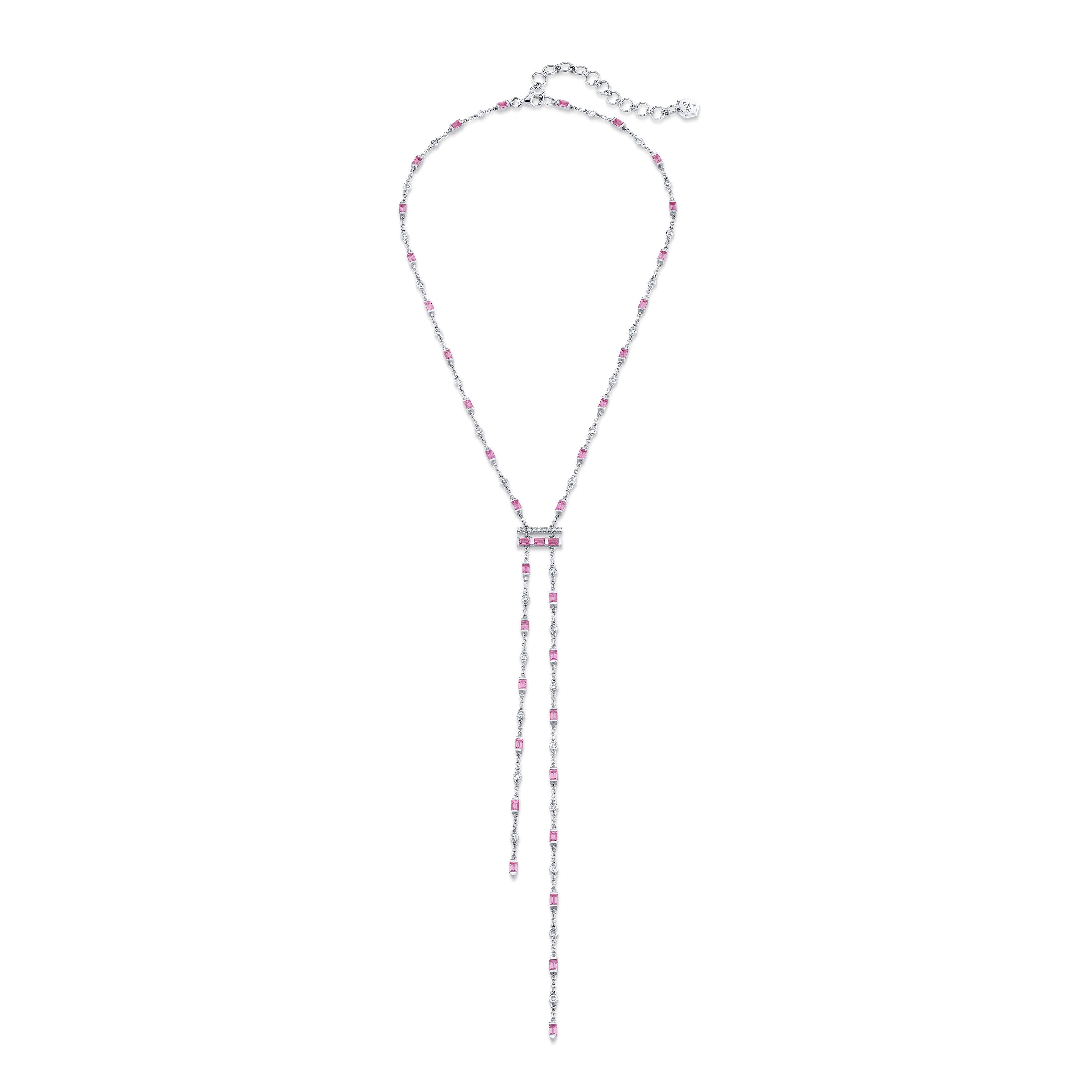 PINK SAPPHIRE & DIAMOND CASCADE Y NECKLACE
