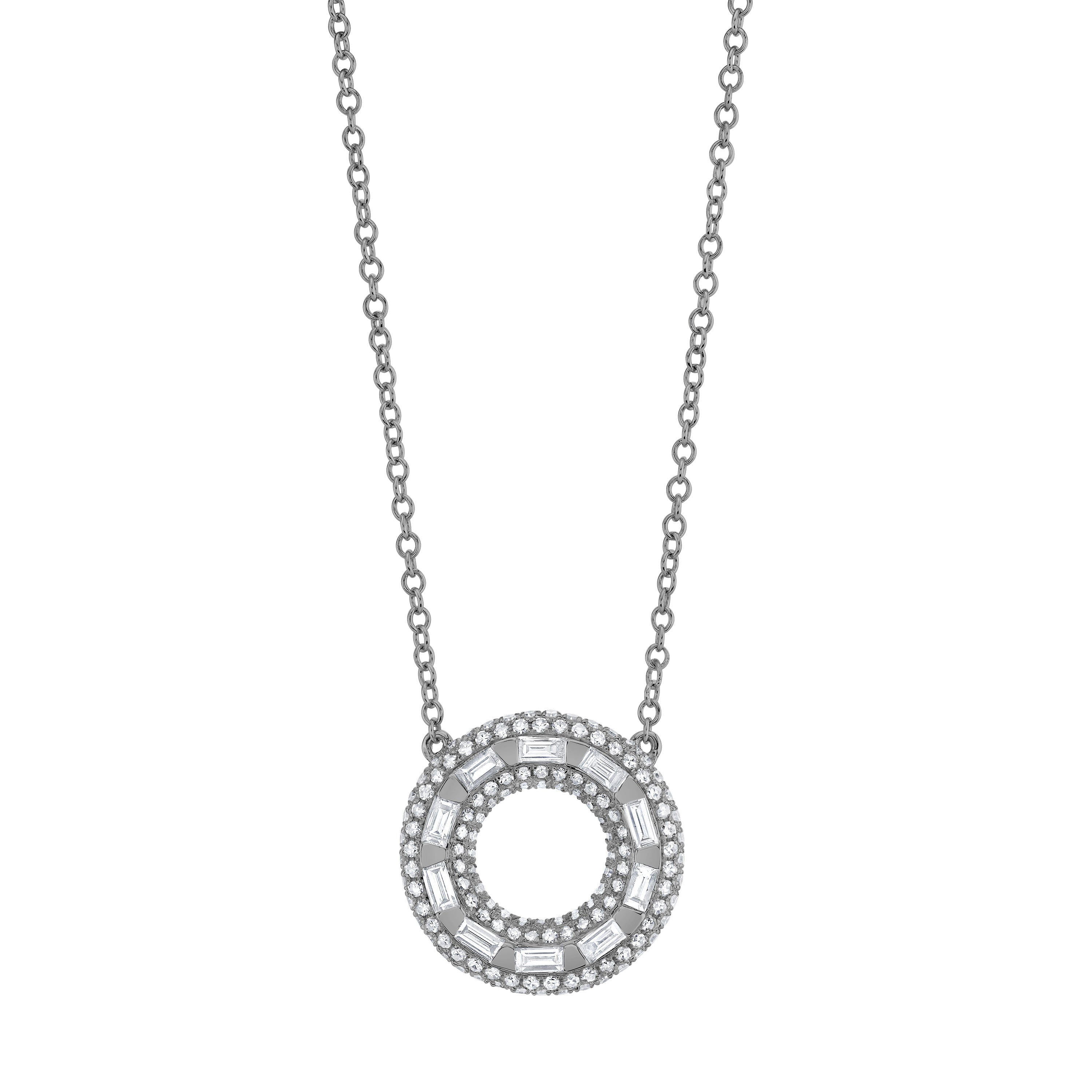DIAMOND ORBIT PAVE PENDANT NECKLACE