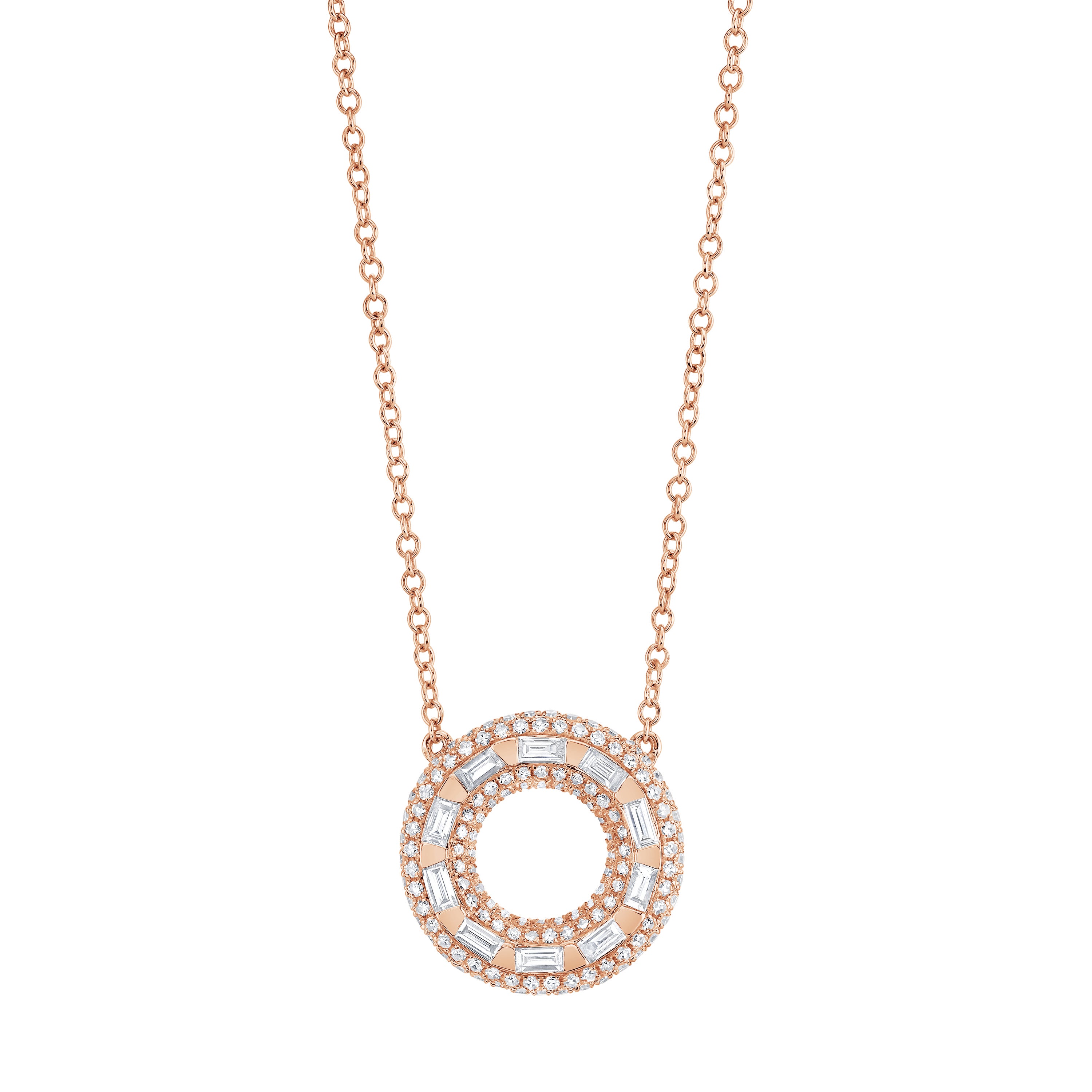 DIAMOND ORBIT PAVE PENDANT NECKLACE