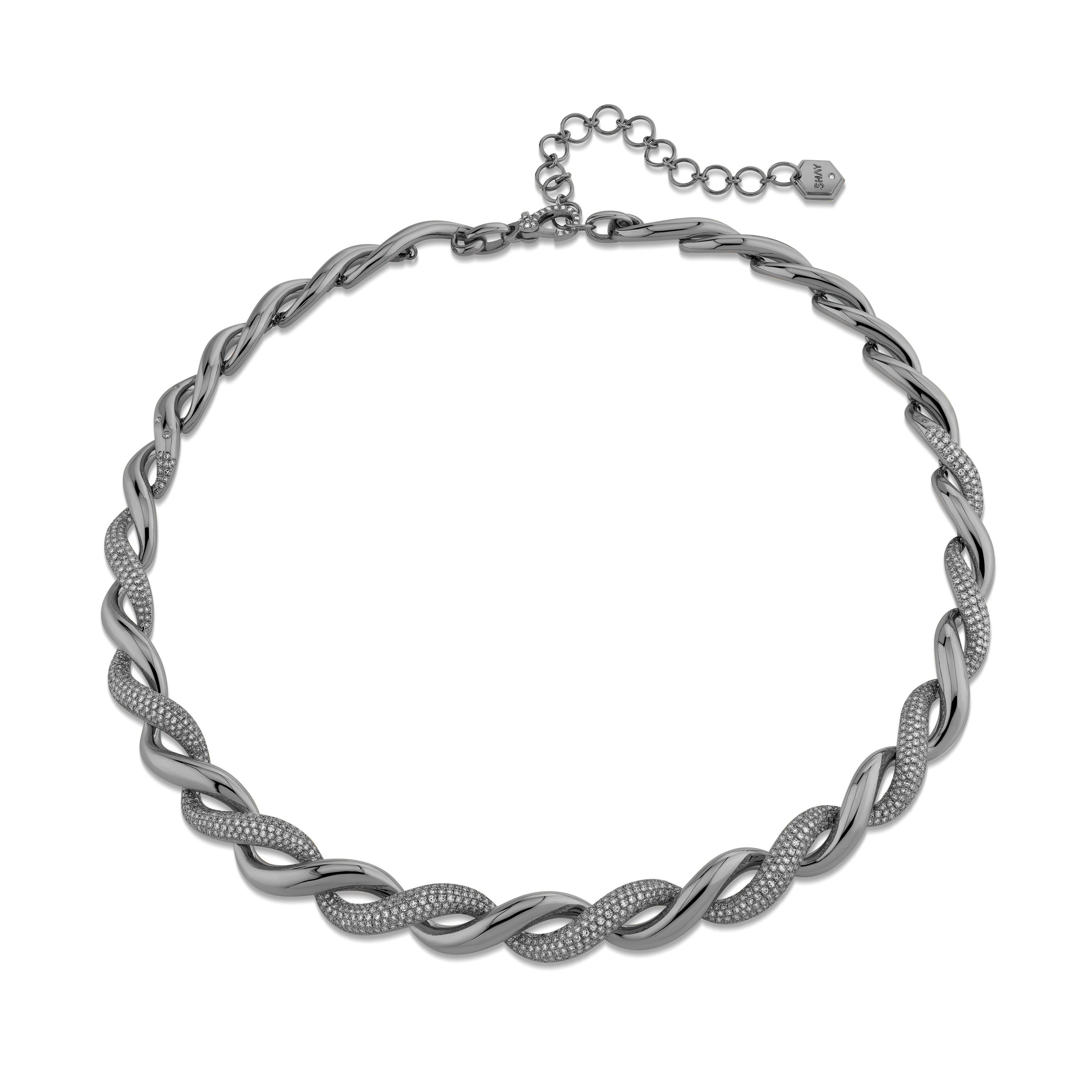 SHAY Diamond Sculpted Wave Necklace, 3ct, 18k gold, additional view