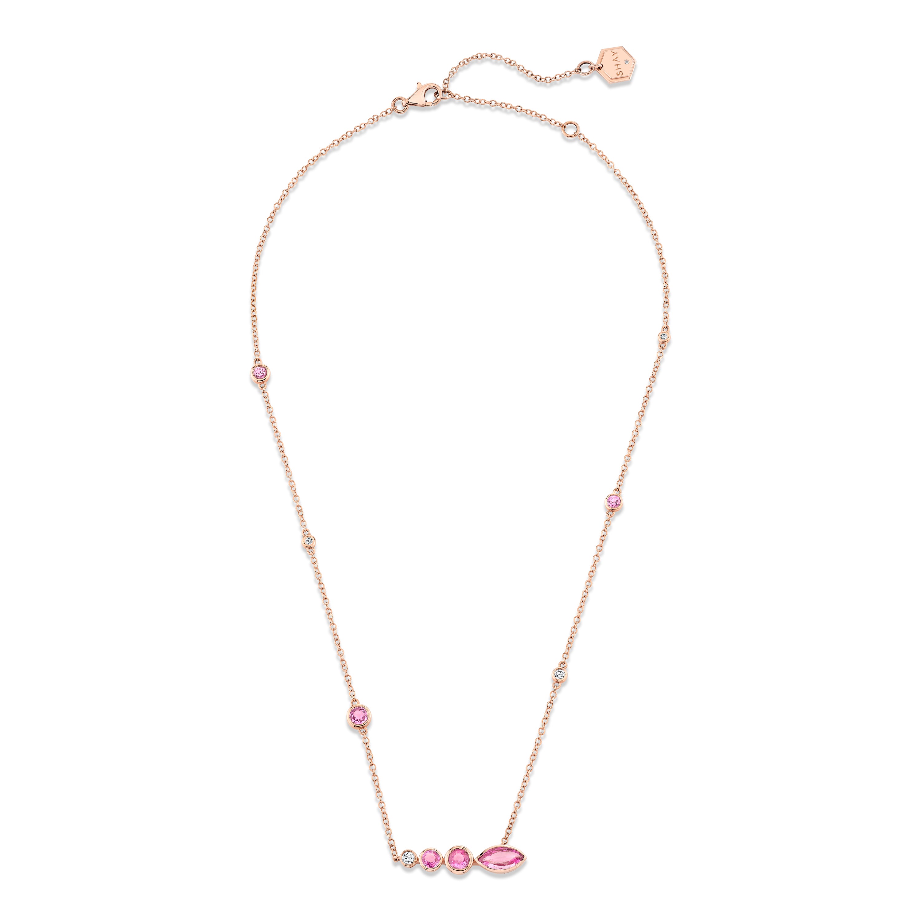 PINK SAPPHIRE & DIAMOND RIVIERA STATION NECKLACE