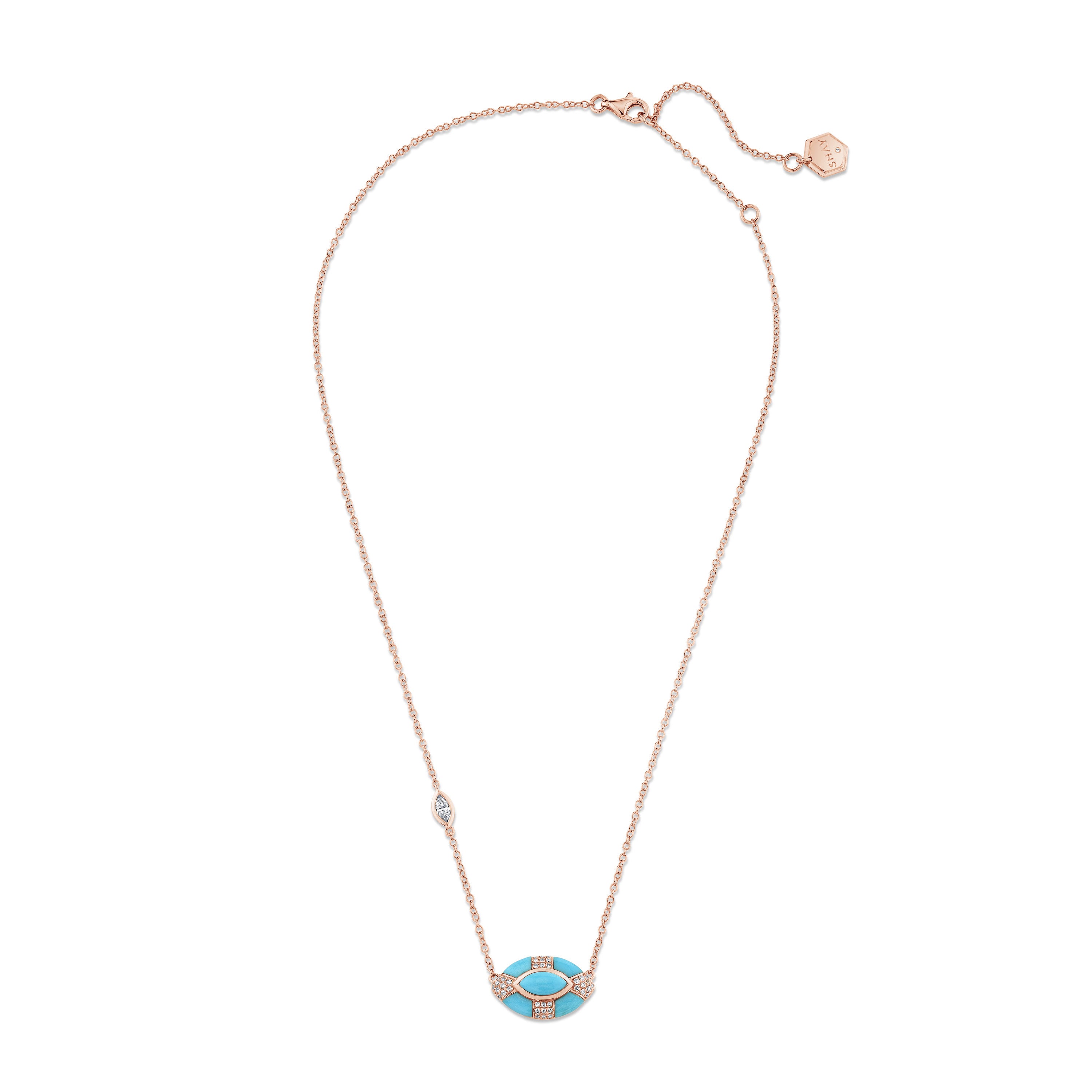 TURQUOISE & DIAMOND RIVIERA EVIL EYE NECKLACE